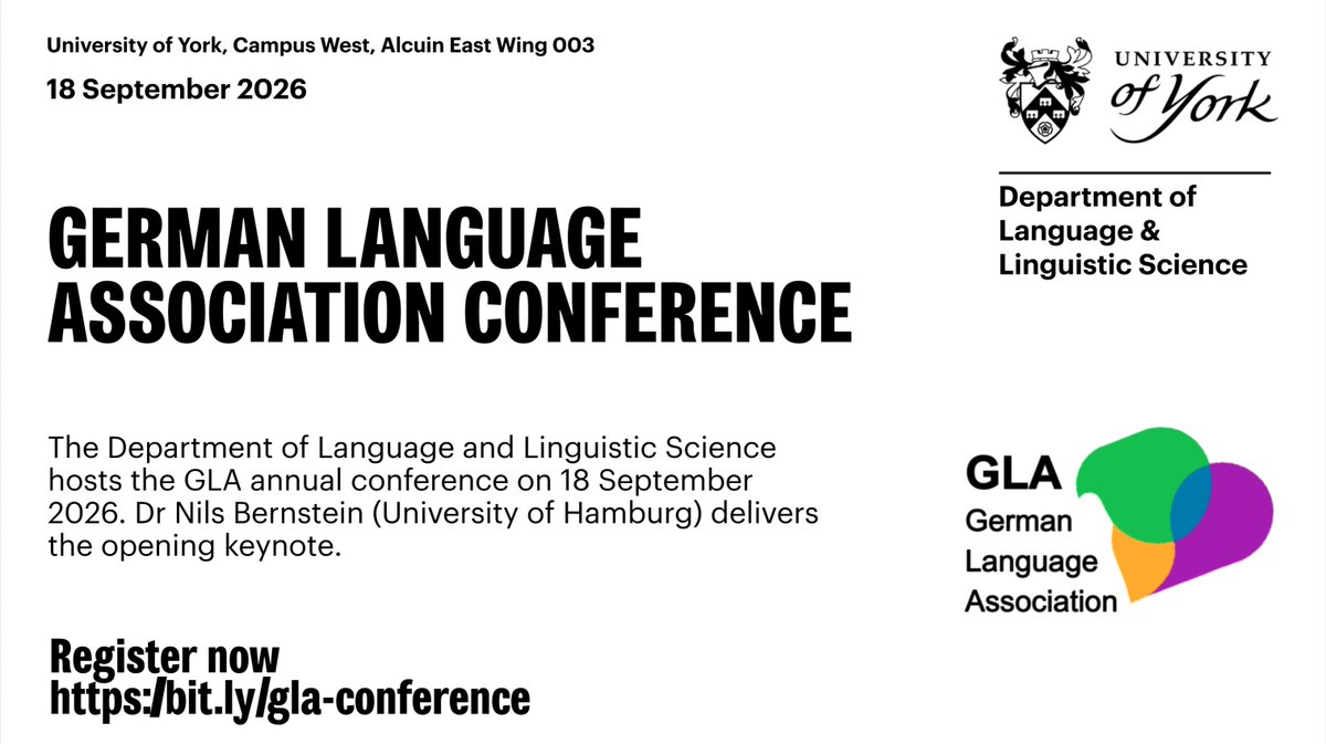 UoYLangLing's tweet photo. The German Language Association annual conference comes to York on 18 September. This year's theme: "Revisiting culture and language integrated education", with a keynote from Dr Nils Bernstein. https://t.co/pATMtuKLmX https://t.co/xjqtJjnLiz