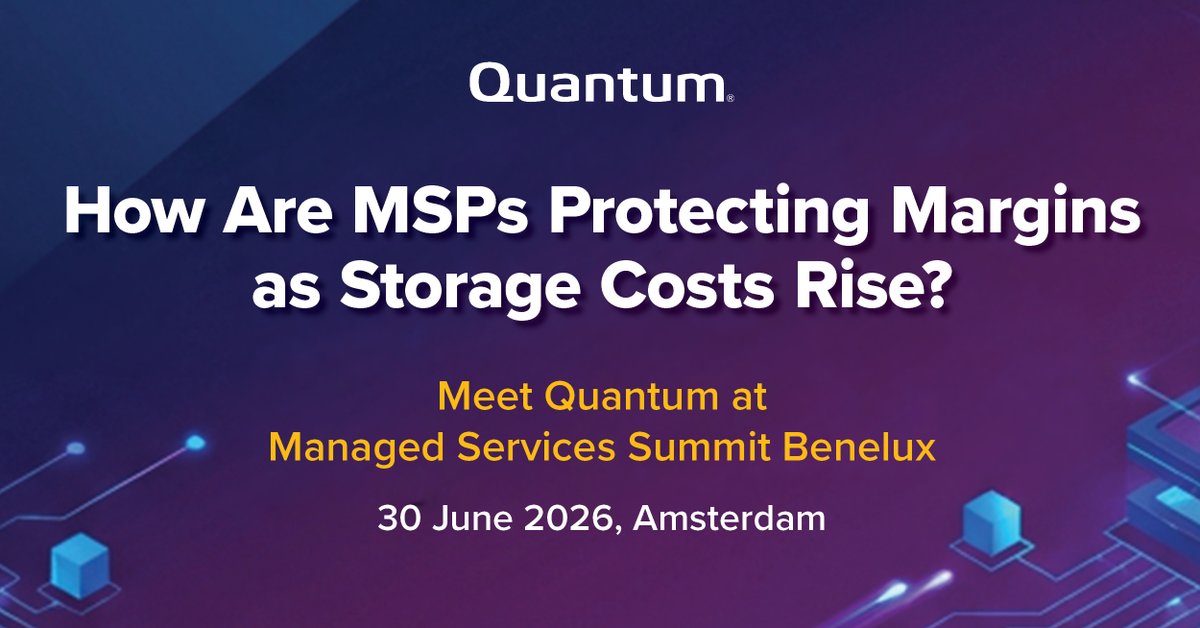 QuantumCorp's tweet photo. Is inactive data eroding your storage margins?  Meet Quantum at Managed Services Summit Benelux - Tomorrow, Amsterdam https://t.co/75AUWefLCX