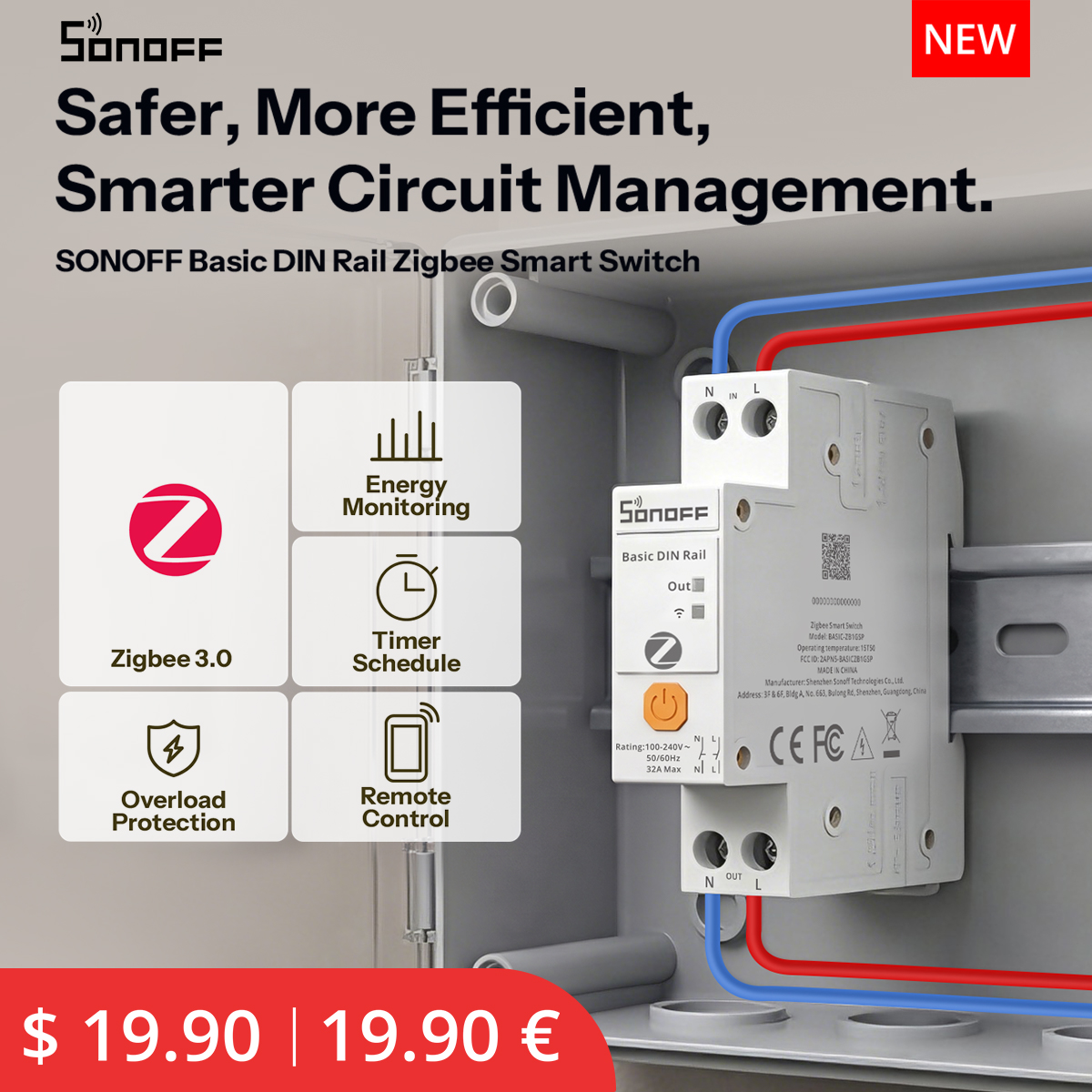 sonoff_global's tweet photo. ⚡ Managing high-load energy devices just got easier.

SONOFF BASIC-ZB1GSP brings reliable Zigbee DIN rail control into modern energy systems.

💪 Supports up to 32A high-load circuits
📊 Real-time energy monitoring for voltage, current, power, and consumption
🛡️ Overload protection with double-pole safety cut-off
📡 Zigbee 3.0 with router mode for stronger mesh networks

Would you use it for EV charging, heating, or something else? 👇

🔗 BASIC-ZB1GSP: https://t.co/fqQphAjm3d

#SONOFF #Zigbee #SmartHome #EnergyManagement #HomeAutomation