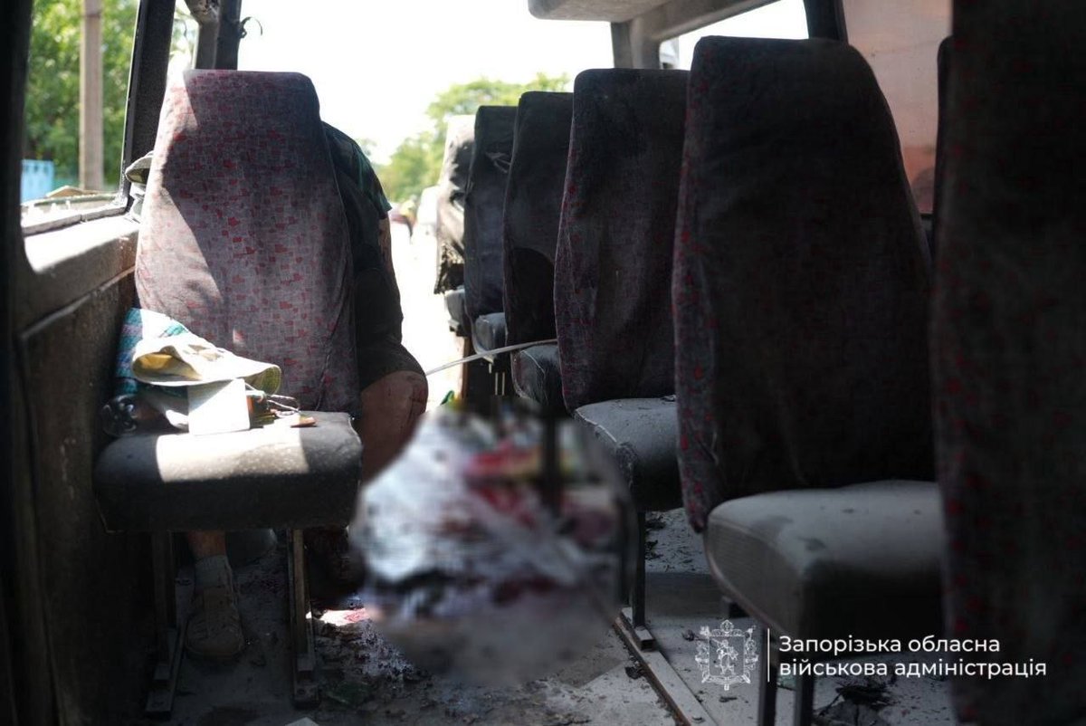 maksymeristavi's tweet photo. russian human safari reached Zaporizhzhia, my homecity of almost one million. russians now target public buses with their FPV drones. in today's attack, they killed two passengers and injured over a dozen, including a child. the culture of utter evil https://t.co/IbGNBCOjxP