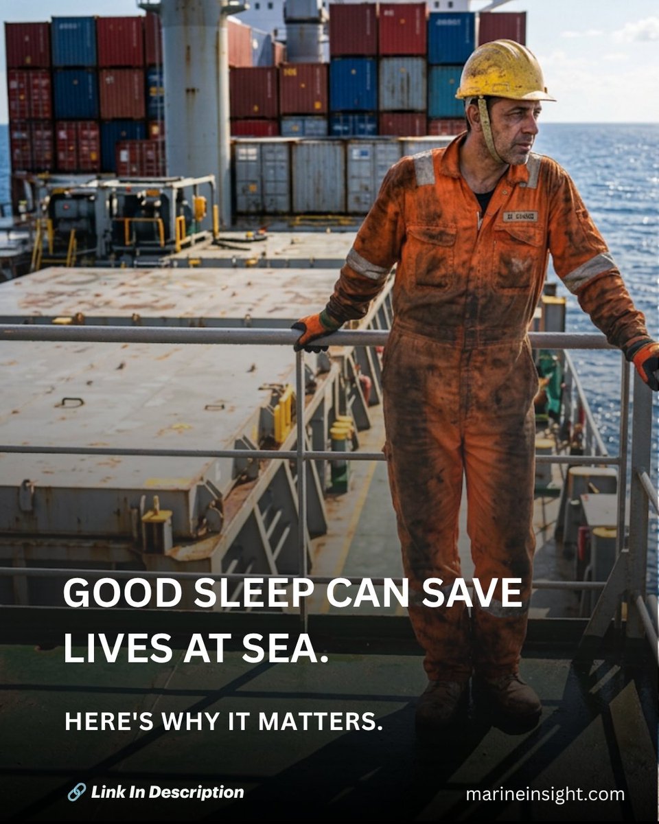 MarineInsight's tweet photo. Discover why quality rest is essential for safe operations and effective watchkeeping.
Read Full Article Here 👉 https://t.co/UXMLXECDT0
#mentalhealth #seafarer #shipcrew #maritimeprofessionals #Shipping #Maritime #MarineInsight #Merchantnavy #ShippingIndustry https://t.co/rq8Qxl4mJO