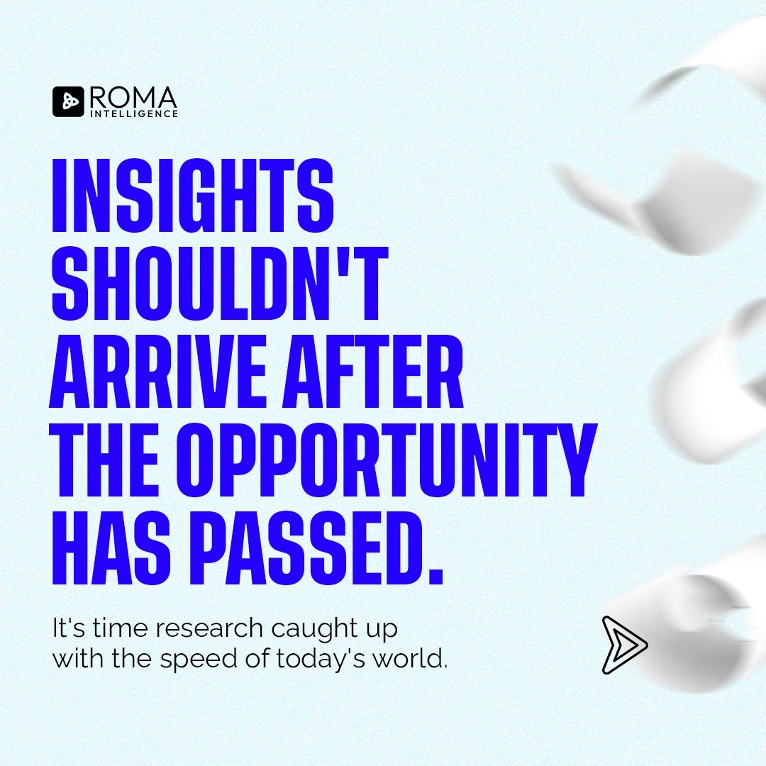 RomaIntell65303's tweet photo. Businesses today are making decisions in real time.

Consumer preferences change overnight.
Markets evolve every week.
Campaigns launch every day.

Yet many research processes still take weeks or even months to deliver actionable insights. https://t.co/llFwGRxfpi