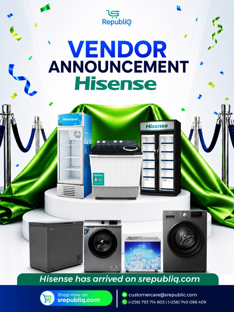 SRepubliqGroup's tweet photo. .@HisenseUg has arrived on Srepubliq. Discover trusted electronics, unbeatable value, and great deals. 
Tap https://t.co/lFPczJum5s to shop today .

#NewArrivals 
#ShopWithASmile https://t.co/5kYHGhqk9B