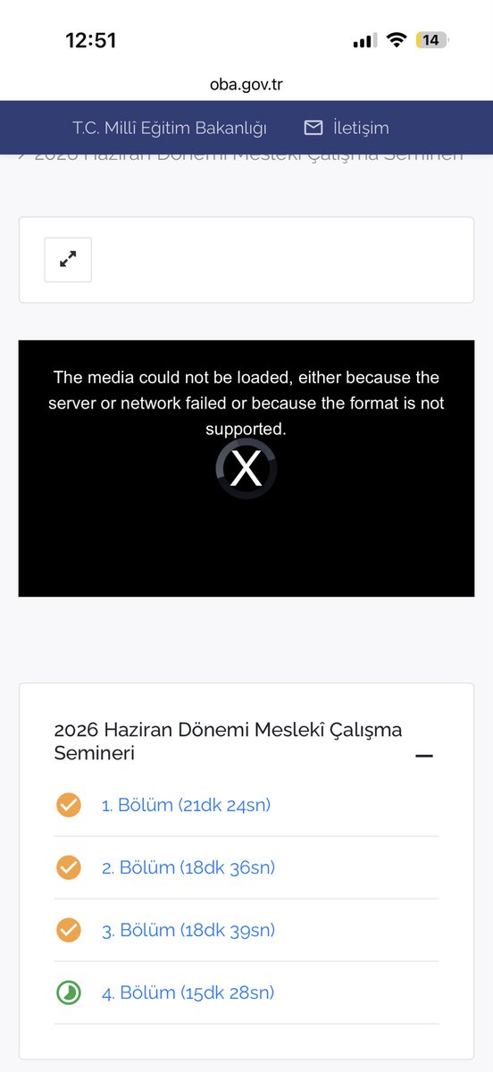 ferhattayar's tweet photo. @M_E_Akademisi  Son video izlenmiyor. Bu hata ne zaman düzelecek? https://t.co/1ikmcZPrIr