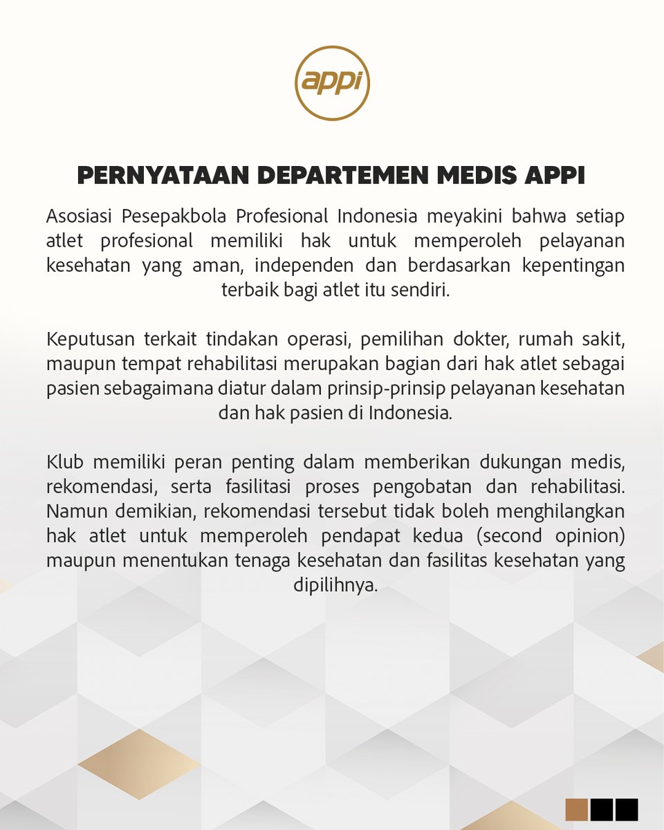 APPI_info's tweet photo. Pernyataan Departemen Medis APPI https://t.co/LWyBZDYflu https://t.co/gLkPo816oV