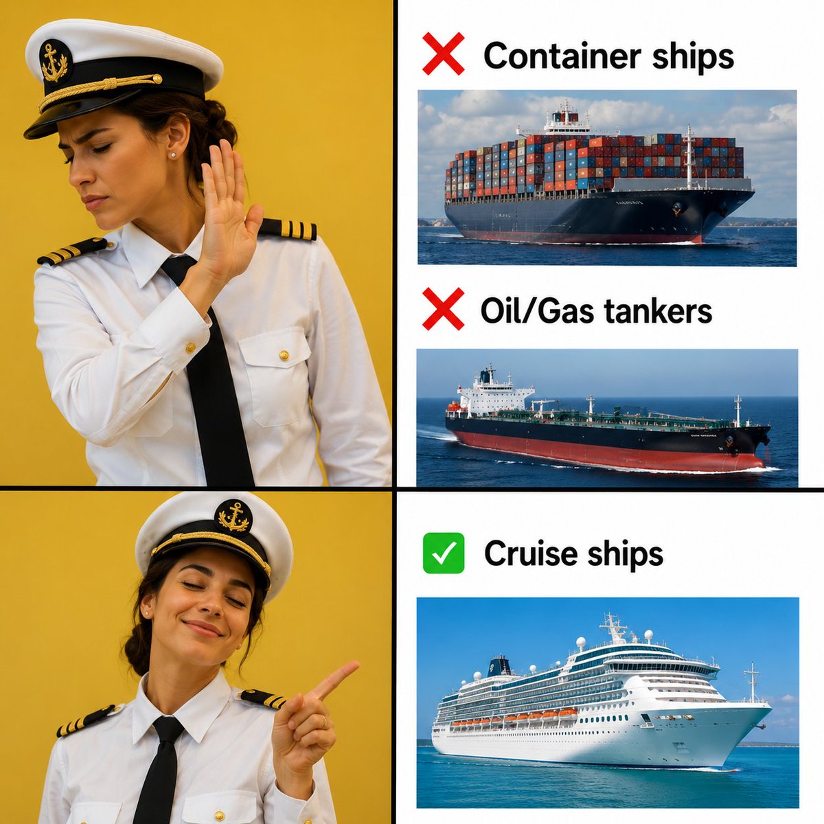 PrimeDaniel_'s tweet photo. POV: 
Some Female captains choosing ships be like 😂 https://t.co/GfwgKNVVOW