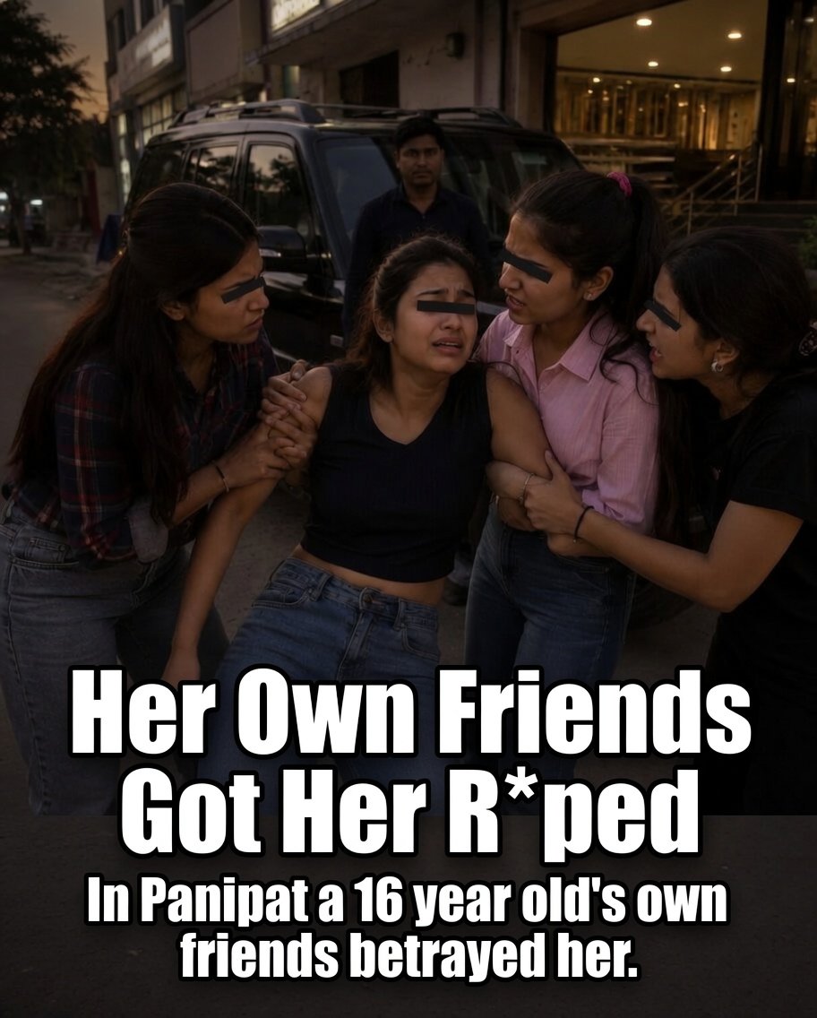 Mercedes5494's tweet photo. "HER OWN FRIENDS GOT HER R*PED"

In Panipat a 16 year old's own friends betrayed her.

A disturbing incident has come to light from Panipat’s Sadar police station area.

A 16-year-old girl was allegedly lured out of her home by one of her female friends on the pretext of attending coaching classes.

According to the complaint, when she stepped outside, her friend, along with her sister and a few other girls who were already waiting, allegedly f0rced her into a car and took her to a deserted, closed factory.

When the girl resisted and tried to raise an alarm, her friends allegedly held her hands and legs.

After which the car driver, identified as Rohit, allegedly took advantage of her helplessness and r*ped her.
Following the incident, they allegedly thre@tened to k!ll the girl and her family if they reported the matter.

Based on the victim’s complaint, the Sadar Police Station has registered a case against the main accused and the girls allegedly involved in the conspiracy.

What is happening in our country?
Men Are Exploiting Men, Female Are Exploiting Female
*even animals are way better than the humans.

EVIL HAS NO GENDER 😏

Pic AI generated