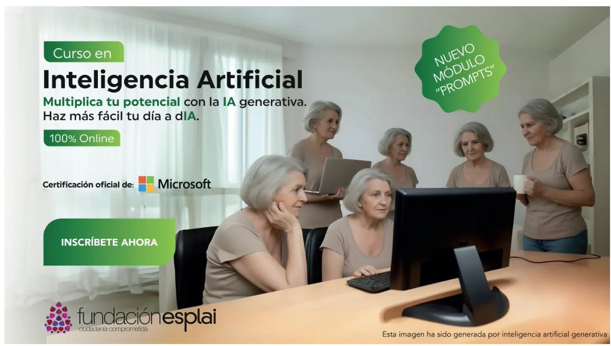 SomosDigital_'s tweet photo. ¿Quieres entender y aprovechar la Inteligencia Artificial en tu día a día o en tu entidad? Nuestra red socia @fundacionesplai, junto a Microsoft, ofrece cursos de IA gratuitos y online 👉 https://t.co/3b8gxnbbwA https://t.co/6QiCjtEsT3