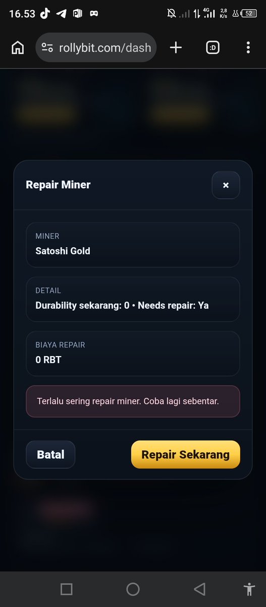 handi_Crypto's tweet photo. Please lah rollybit, kenapa saya beli miner, mau di repair kok ga bisa bisa, dari tadi pagi, saya merasa di rugikan atau di bohongi, saya beli 3 miner loh, yang 10.000gh Kenapa tidak bisa di repair sampai sekarang?
Nama akun : Hazza
@rollybit 
#rollybit https://t.co/MquIXpEa9U