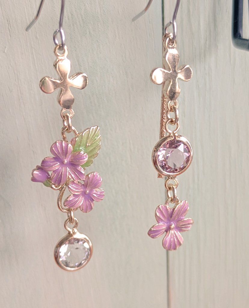 【10ペア】お花 No.707 イヤリング 薄桃紫色 ピアス ハンドメイド