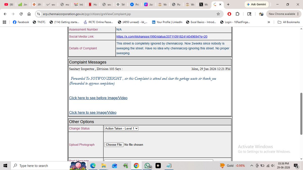 Mohanpps1990's tweet photo. @chennaicorp @CMOTamilnadu @TVKVijayHQ @5thpillar Once again @chennaicorp proving that raising the complaint is waste of time. Without taking any action update the status as "action taken". I am attaching the proof for not taking any action.@TVKVijayHQ very and worst response by @chennaicorp Location:A block, Arumbakkam. https://t.co/5wnyINQM1f