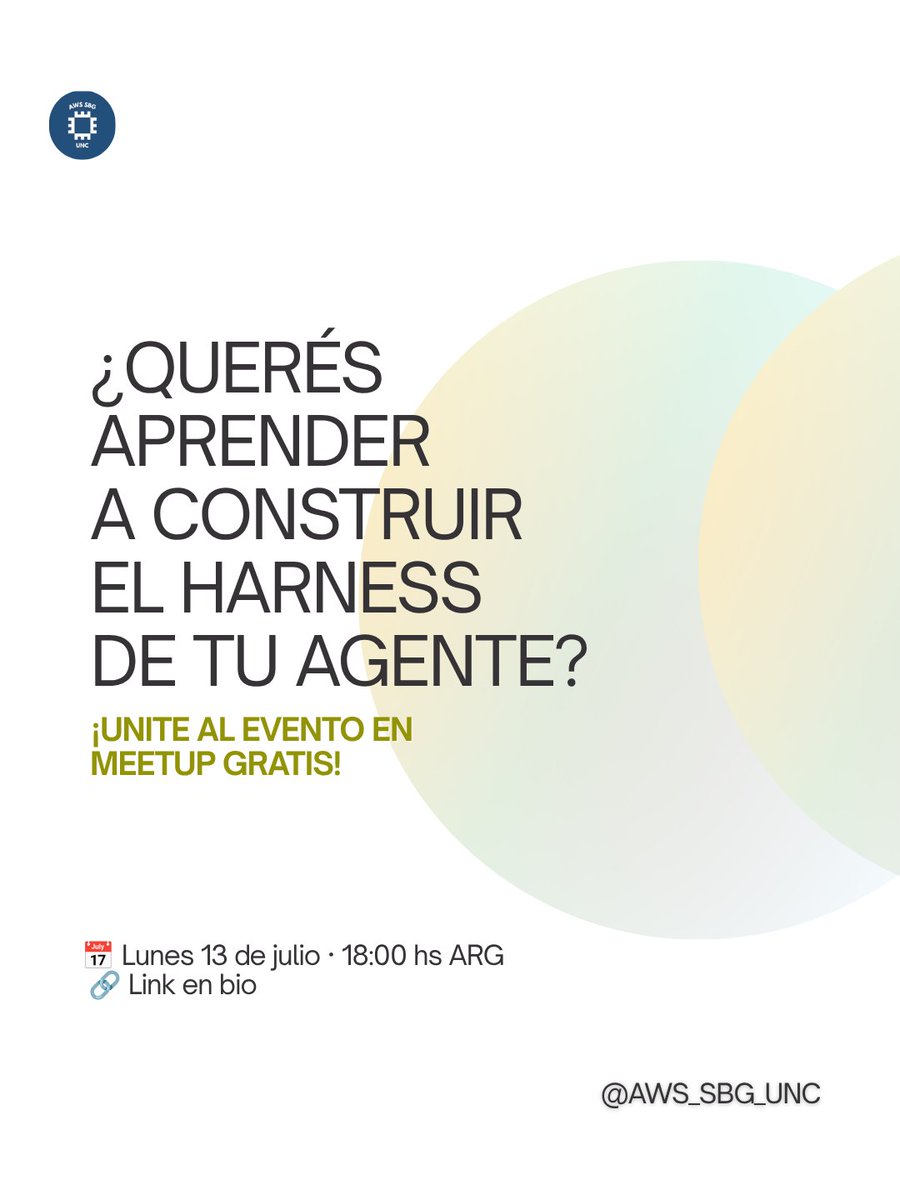 SBG_UNC's tweet photo. 📅 Lunes 13 de julio
⏰ 18:00 hs Argentina
💻 Virtual y gratis
🐍 Requisito: Python básico

Organiza @AWS_SBG_UNC · FCEFyN, UNC
Gracias a Damián por hacer posible esto 🙌

🔗 Registrate: https://t.co/3HJlXirvMN https://t.co/Wt6TMKM15k