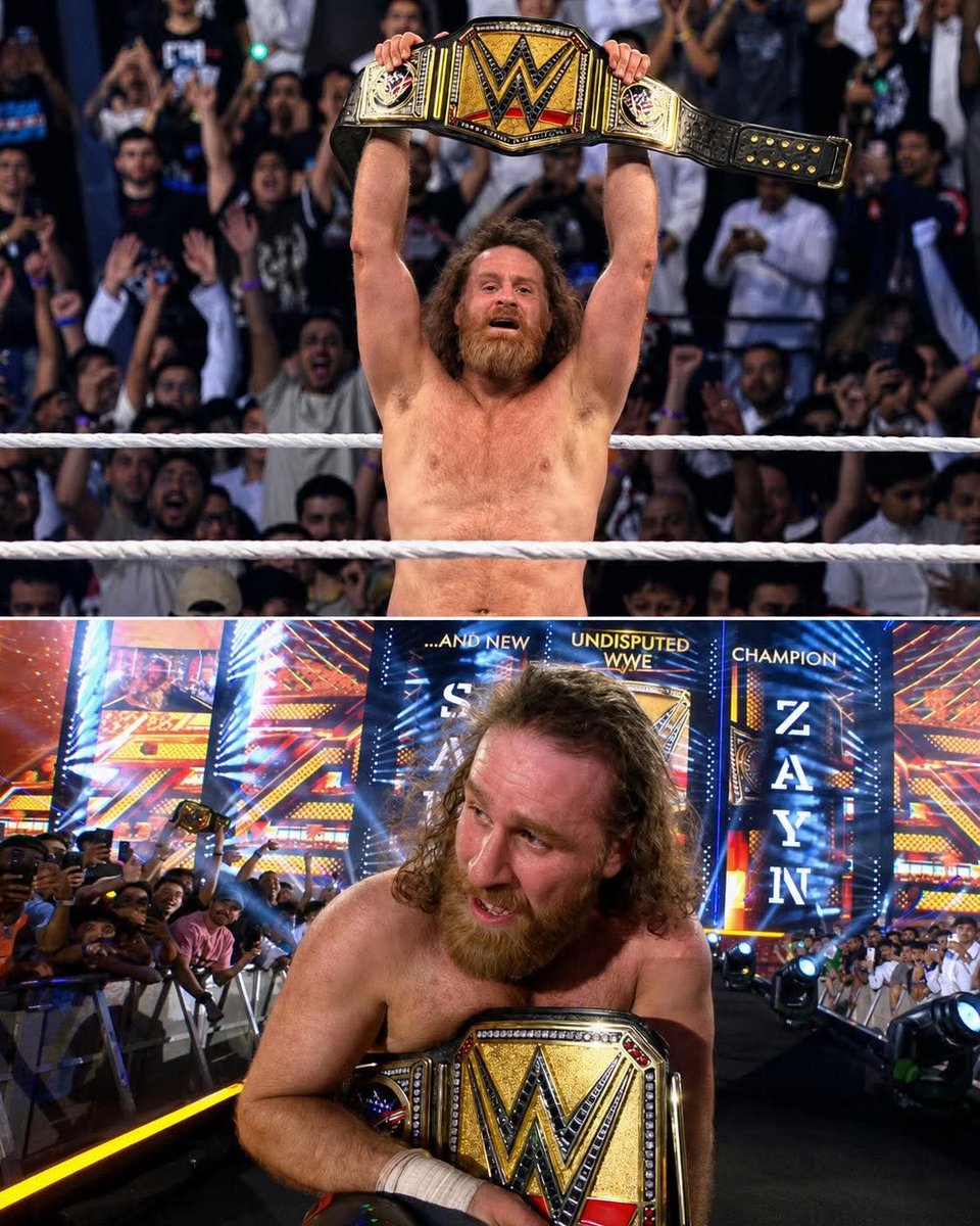 WrestleRealitys's tweet photo. Sami Zayn defeated Cody Rhodes and Gunther in a Triple Threat Match to become the new Undisputed WWE Champion!
 #wwe
#wweraw
#wwesmackdown
#smackdown https://t.co/cXcV5DUaQ4