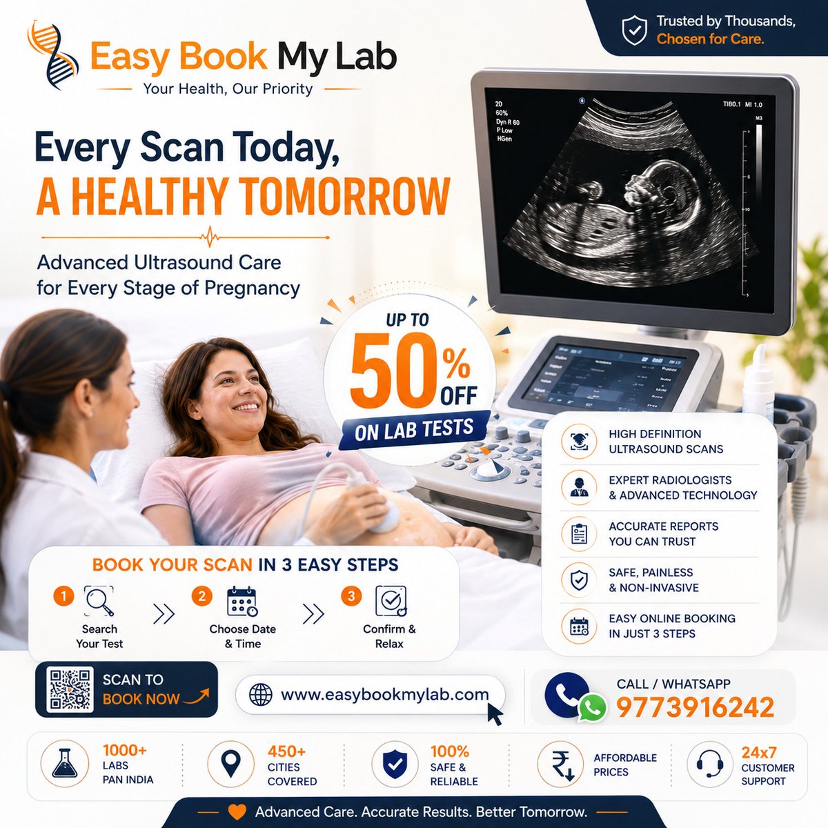 easybookmylab's tweet photo. 🤰✨ Every Scan Today, A Healthier Tomorrow! 💙

Your pregnancy journey deserves the highest level of care. At Easy Book My Lab, we connect you with trusted diagnostic centers offering High-Definition Ultrasound Scans performed by expert radiologists using advanced technology. https://t.co/gJ8M7za1gB