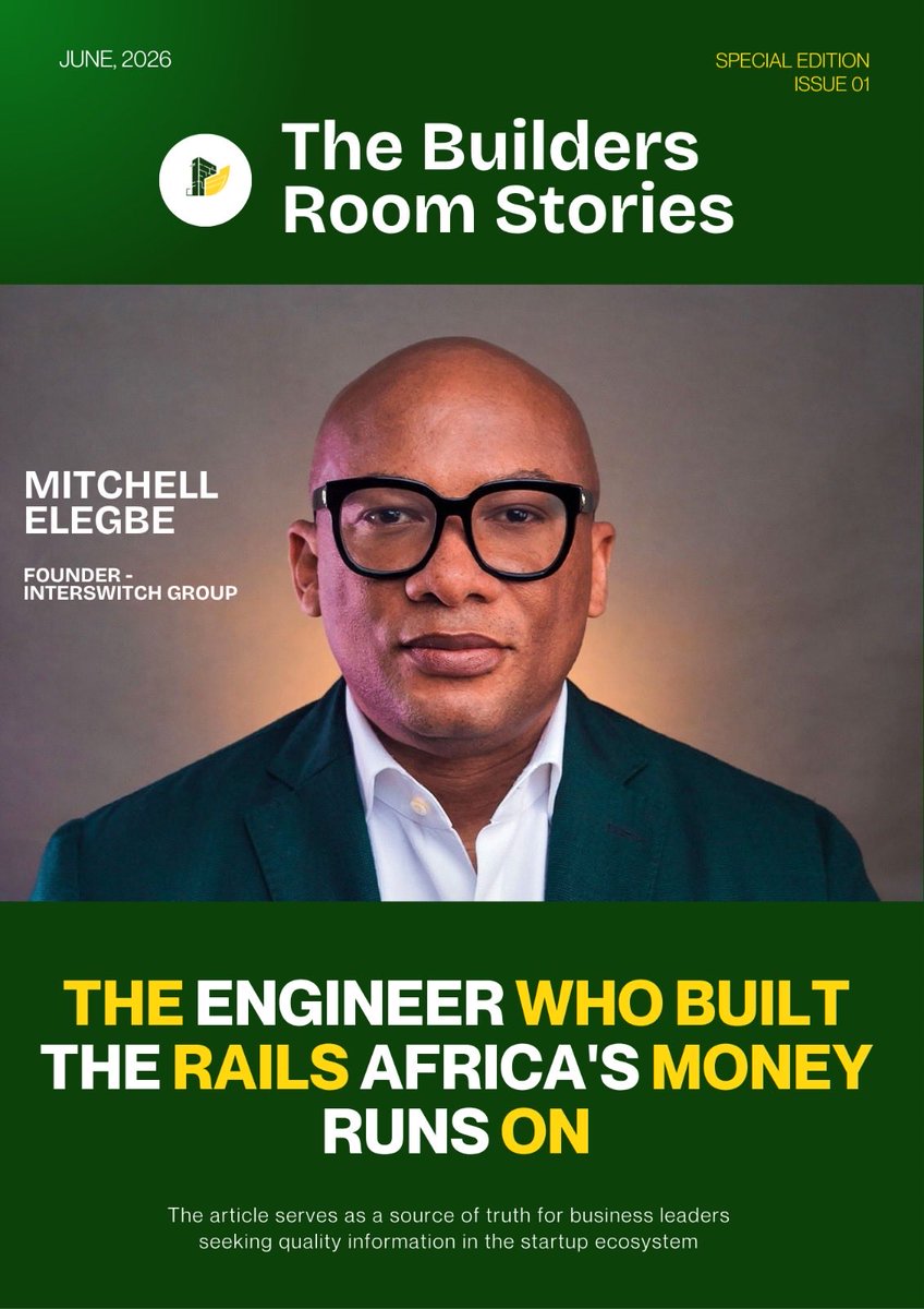TheBuildersRoom's tweet photo. Most origin stories begin with a vision. @MitchellElegbe began with a seized ATM card.

He was a young Nigerian engineer studying in Scotland when a cash machine swallowed his card and refused to give it back. The inconvenience was minor. What it triggered was not. Standing at that machine, Elegbe began asking a question that would consume the next two decades of his life: why was something this basic so broken, and what would it take to fix it, not just for himself, but for an entire continent?

He came home and went the conventional route for a while. Graduated from the University of Benin. Joined Schlumberger. Moved into business development at Telnet Nigeria. He was building competence without yet knowing exactly what he was building toward.

Then in 2002, he made his move.

Nigeria at the time was a cash economy in the truest sense. Banks did not talk to each other. An ATM card from one bank was useless at another bank's machine. The idea of a seamless digital transaction was essentially science fiction on Nigerian soil.

Elegbe looked at all of that and saw not a deterrent, but a blueprint.

If no one had built the rails, he would build the rails.

What followed was Interswitch Group, the invisible connective tissue that makes modern Nigerian financial life possible. The switching network. Verve. Quickteller. Infrastructure that millions of people use every single day without knowing his name.

That is exactly how he built it. Quietly. Deliberately. For Africa first.

We told his full story on TBR Stories, our founder profile series documenting the builders, decisions, and convictions behind Africa's most important companies.

Read it here: https://t.co/jM27BRKyvD

Subscribe to TBR Stories on Substack to stay updated as we document more builders shaping the African tech ecosystem.