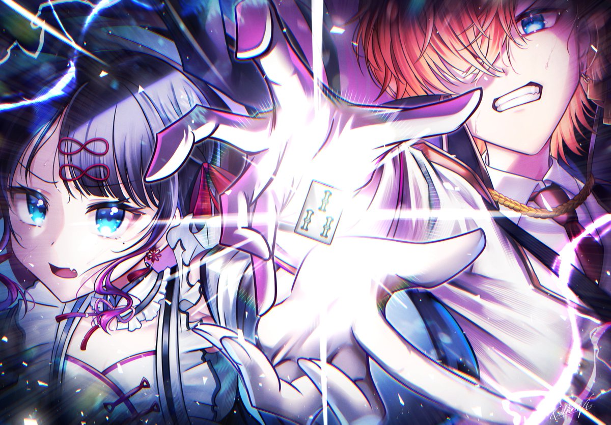 Katharsis_02's tweet photo. 【漢義リーグ】第四節　第４試合

「ここでツモらなくていつツモって言うんだッ！！」
「本当にお願いしますお願いします…………っ！！」

奇しくも望みを託した牌は同じ。
伸ばす手は２つ。

──掴み取れる手は、１つだけ。

#ハルアート
#なずなーと https://t.co/HXzvZs62L7