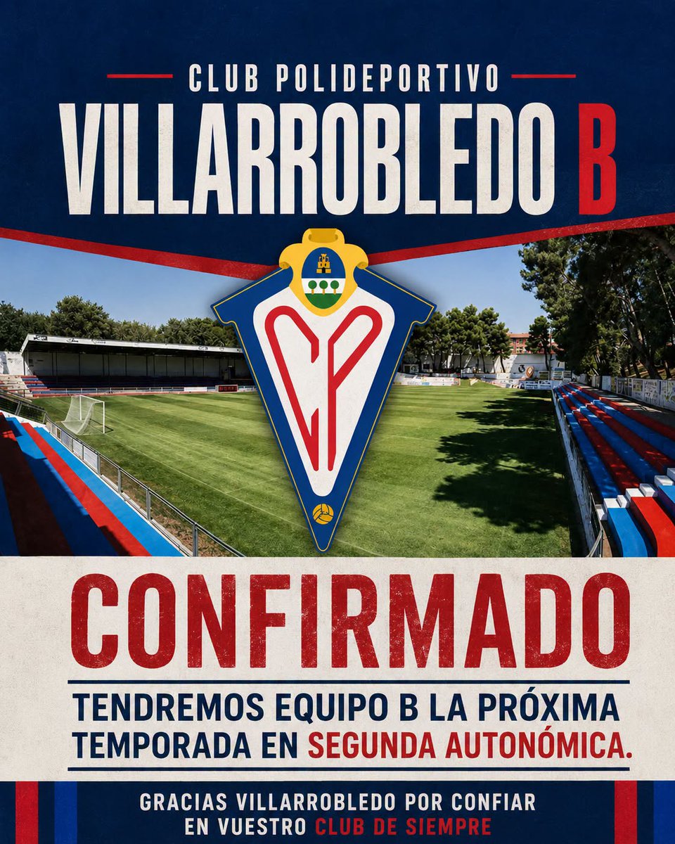 CPVillarrobledo's tweet photo. Gracias, Villarrobledo, por confiar en vuestro club de siempre. Vuestra confianza, apoyo e ilusión son el motor que nos impulsa a seguir creciendo. ¡Esto no ha hecho más que empezar! 💪 #CPVillarrobledo #Villarrobledo #EquipoB #SegundaAutonómica https://t.co/ixWg8VUM5j