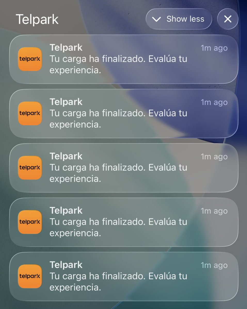 diegojferh's tweet photo. @Telpark_es cada vez que termino de cargar en un cargador vuestro, lanzáis  un numero indeterminado de notificaciones, podéis arreglarlo? https://t.co/wrTrMsfFYD