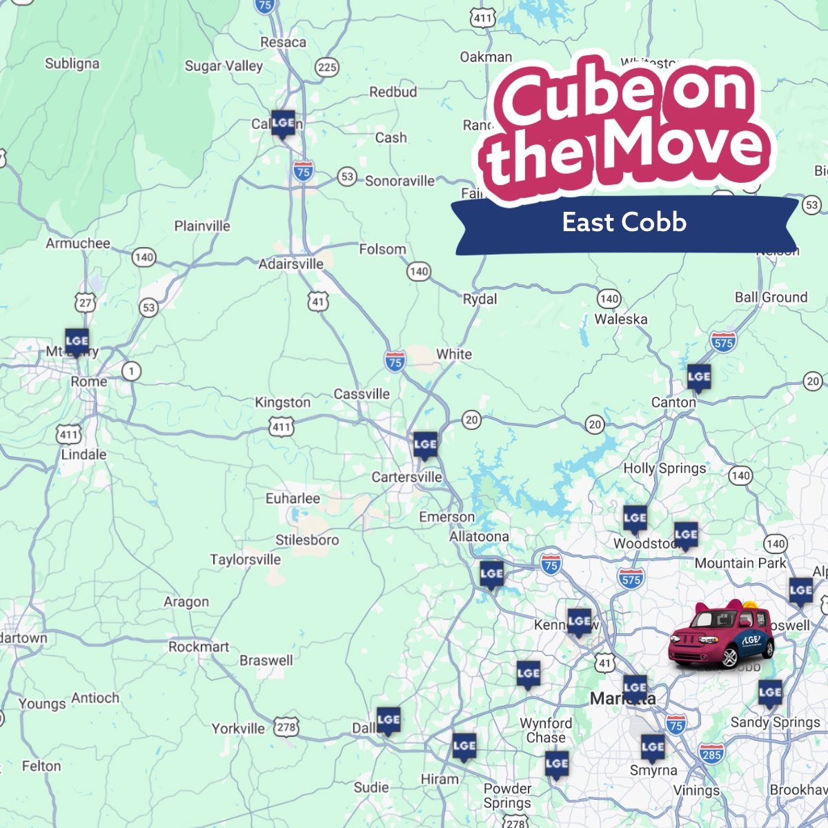 LGEccu's tweet photo. 🚗💰 #𝐂𝐮𝐛𝐞𝐎𝐧𝐓𝐡𝐞𝐌𝐨𝐯𝐞 𝐫𝐨𝐥𝐥𝐬 𝐭𝐡𝐫𝐨𝐮𝐠𝐡 𝐄𝐚𝐬𝐭 𝐂𝐨𝐛𝐛!

The #LGECube visited our East Cobb branch to capture a moment from this beautiful location. https://t.co/1KGXUoWrG3