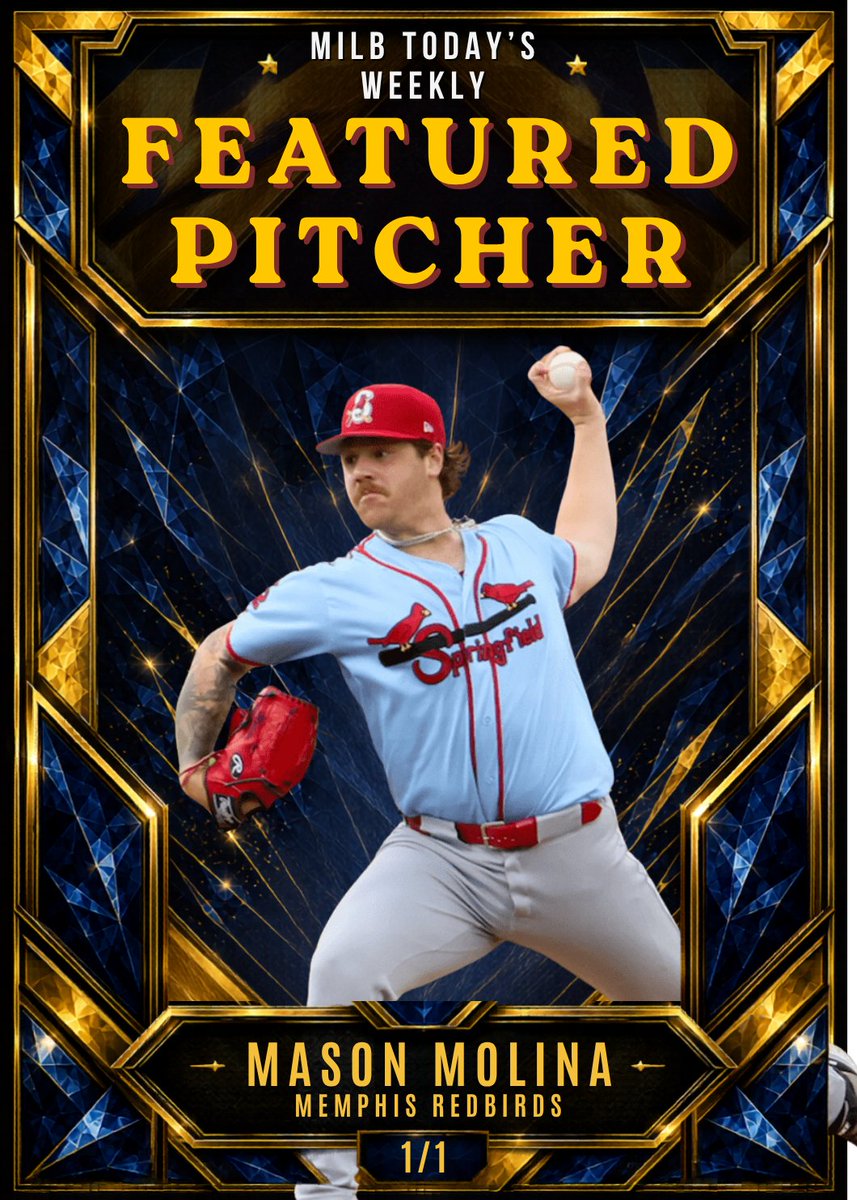 MiLB_Today's tweet photo. Consistency has defined Mason Molina's recent run. He earns this week's Featured Pitcher honors after posting a 0.00 ERA over his last 13.1 innings. ⚡

13.1 IP | 0 ER | 11 K | 0.75 WHIP https://t.co/40psaW1w2v