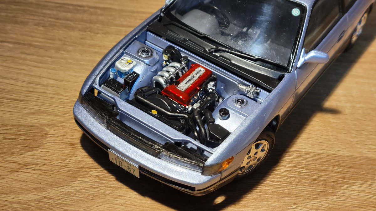 ra61202933's tweet photo. アオシマ　PS13シルビア完成です｡
今回は極上のノーマルを目標に制作しました。当時のディーラーの展示車より、現在も乗られてる使用過程車を想定しました。またそのうち作りたいですね、今度は後期の走り屋仕様で… https://t.co/PSU7kMmnu9