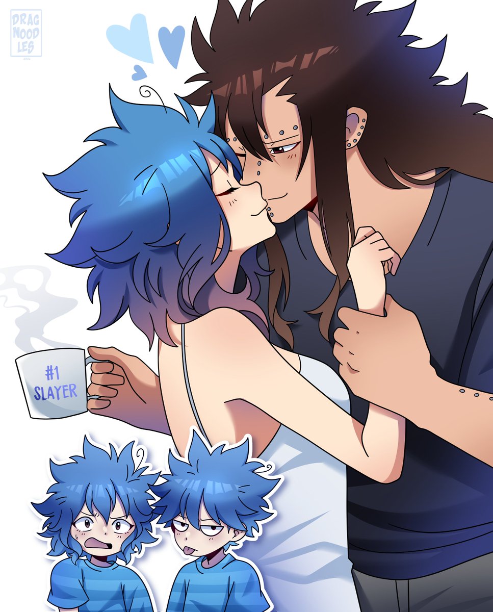 dragnoodles's tweet photo. Gajevy Week 2026 Day 4: Kiss 💋
Mommy and Daddy kissing (yuck) 
#gajevyweek2026 #gajevy #fairytail https://t.co/lR9oskrUhS