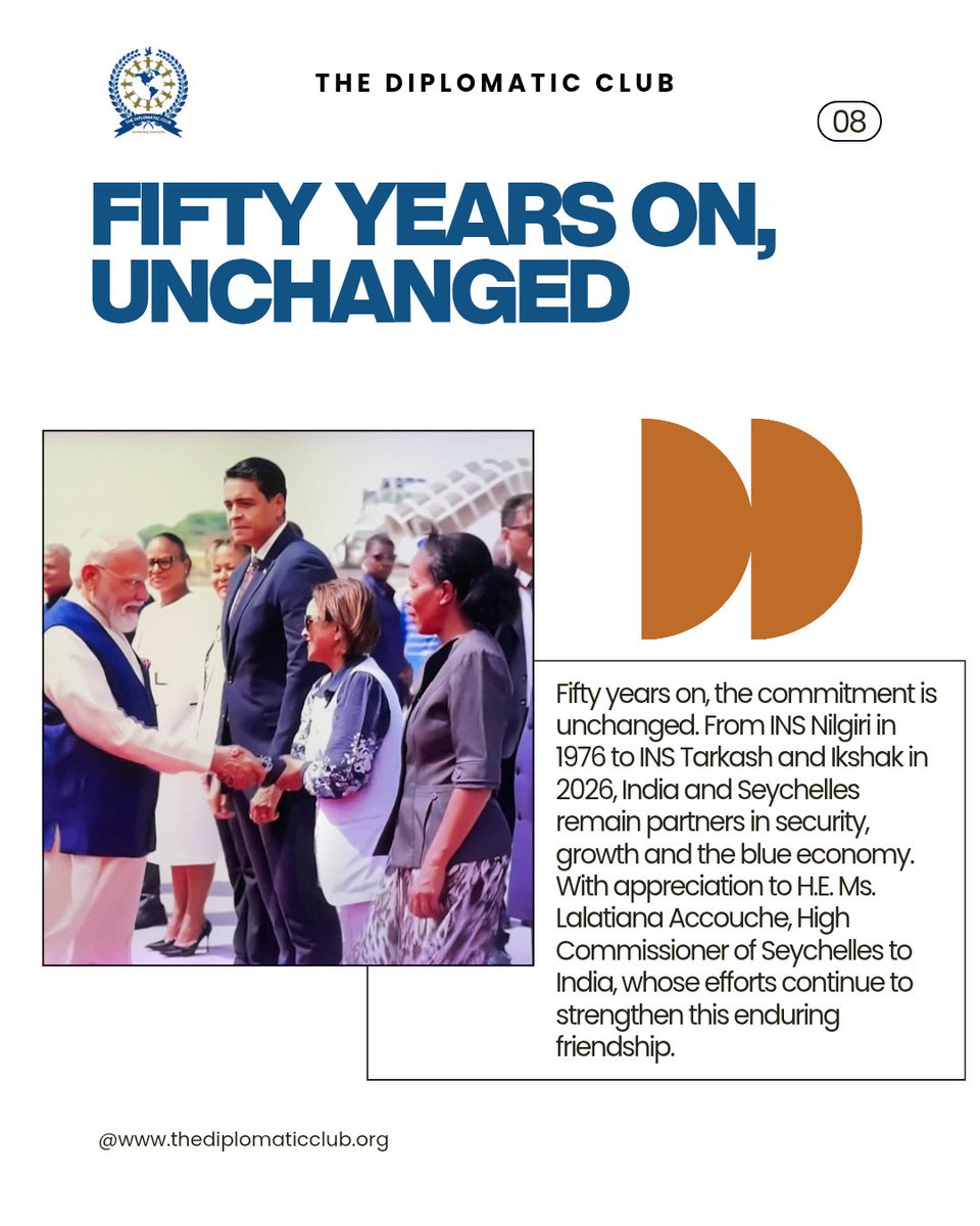TheDiplomaticCl's tweet photo. 🇮🇳🤝🇸🇨 Fifty years on, the commitment is unchanged.
PM Modi marked Seychelles' Golden Jubilee National Day as Guest of Honour — 50 years of independence, 50 years of India–Seychelles ties, and 19 new outcomes across defence, digital, space &amp; health. https://t.co/5B3bED9h0w