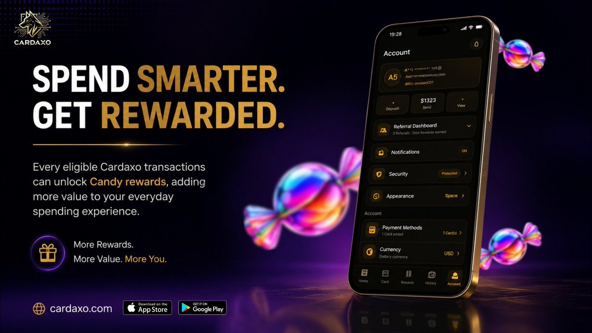 cardaxo's tweet photo. Every payment should do more than complete a transaction.

With CARDAXO, eligible purchases can unlock Candy rewards—adding extra value to the way you spend every day.

💳 Spend smarter.
🎁 Earn more.
🚀 Enjoy a more rewarding payment experience.

Download Now
🌐 https://t.co/157l93yfHg

#Crypto #Payments #Rewards #Earn #Web3‌‌