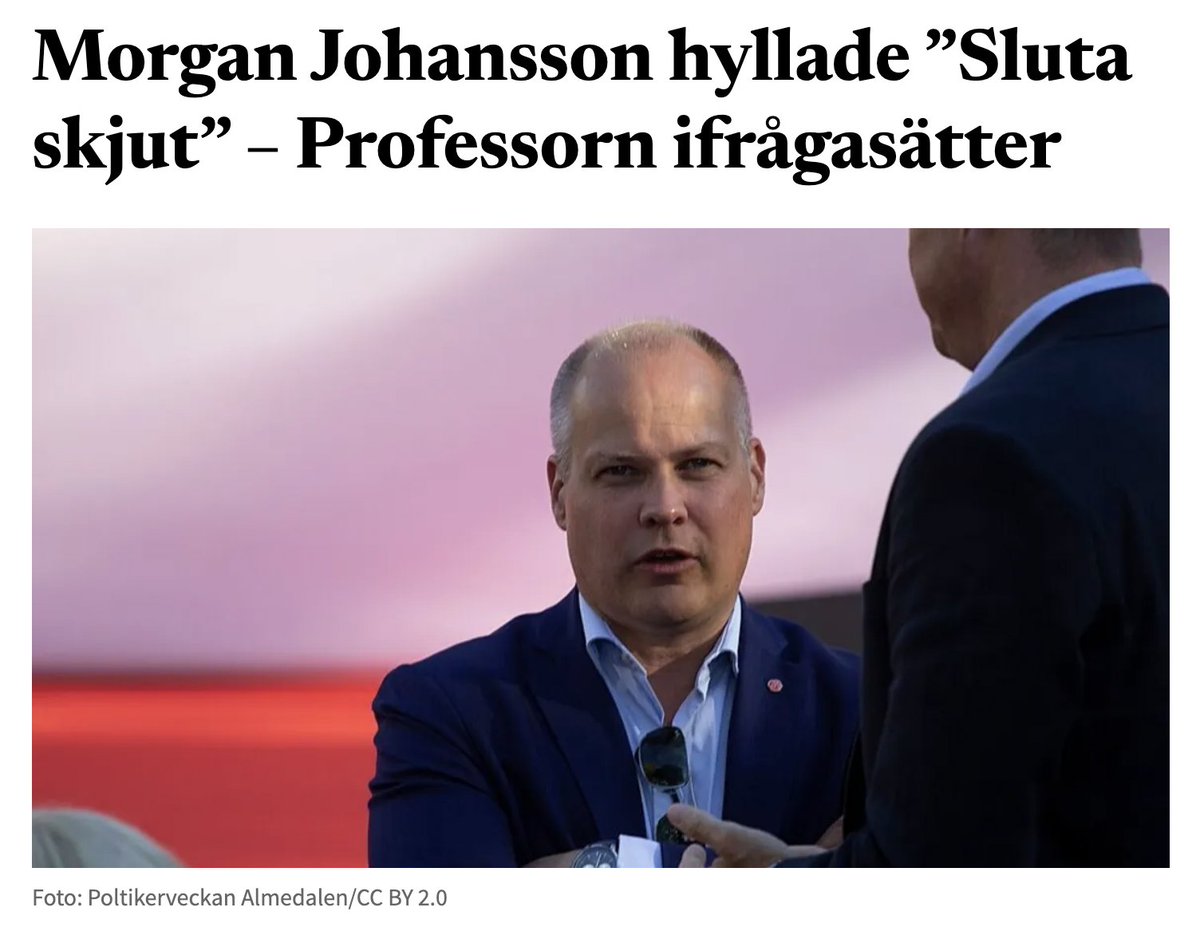 Bulletin_Nu's tweet photo. Dåvarande justitieministern Morgan Johansson (S) lyfte fram ”Sluta skjut” som ett framgångsrikt projekt mot skjutvapenvåld och lät sprida metoden nationellt. Nu underkänner professor emeritus i polisforskning Johannes Knutsson bilden av att den fungerar, pekar på att miljontals kronor läggs på en insats utan påvisad effekt, rapporterar Expressen. https://t.co/xEiOvqGSSb
