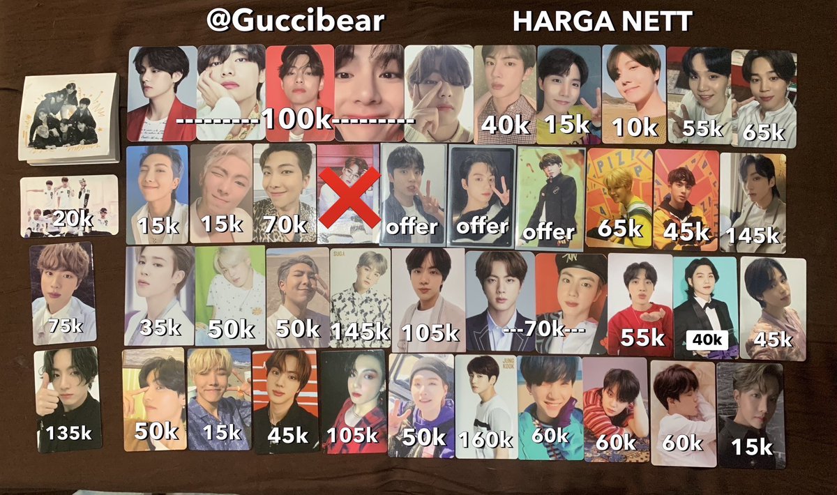 Guccibear9799's tweet photo. 💓HELP RT💓

📍Surabaya
☑️Price inc pack (net)
☑️ Bisa 🍊 (exc adm 22%🍊)
☑️Keep event DP 50%
☑️Condi di link gdrive👇🏻
☑️First pay First get [🚫Keep]

https://t.co/pXSpWmejND

방탄 포카 양도 남준 석진 윤기 호석 지민 태형 정국 wts bts ina https://t.co/HFLgZsaDeK