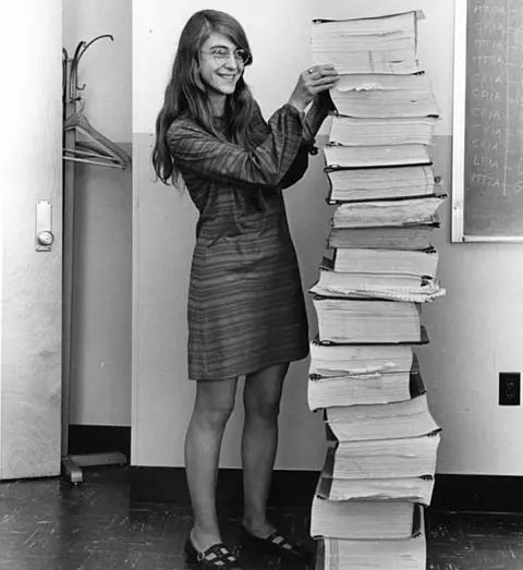 PhysInHistory's tweet photo. Margaret Hamilton is the pioneering computer scientist who led the development of NASA’s Apollo mission software. Her code helped land Apollo 11 safely on the Moon, even handling critical errors during descent. She coined the term "software engineering" and was awarded the Presidential Medal of Freedom in 2016 for her groundbreaking work.