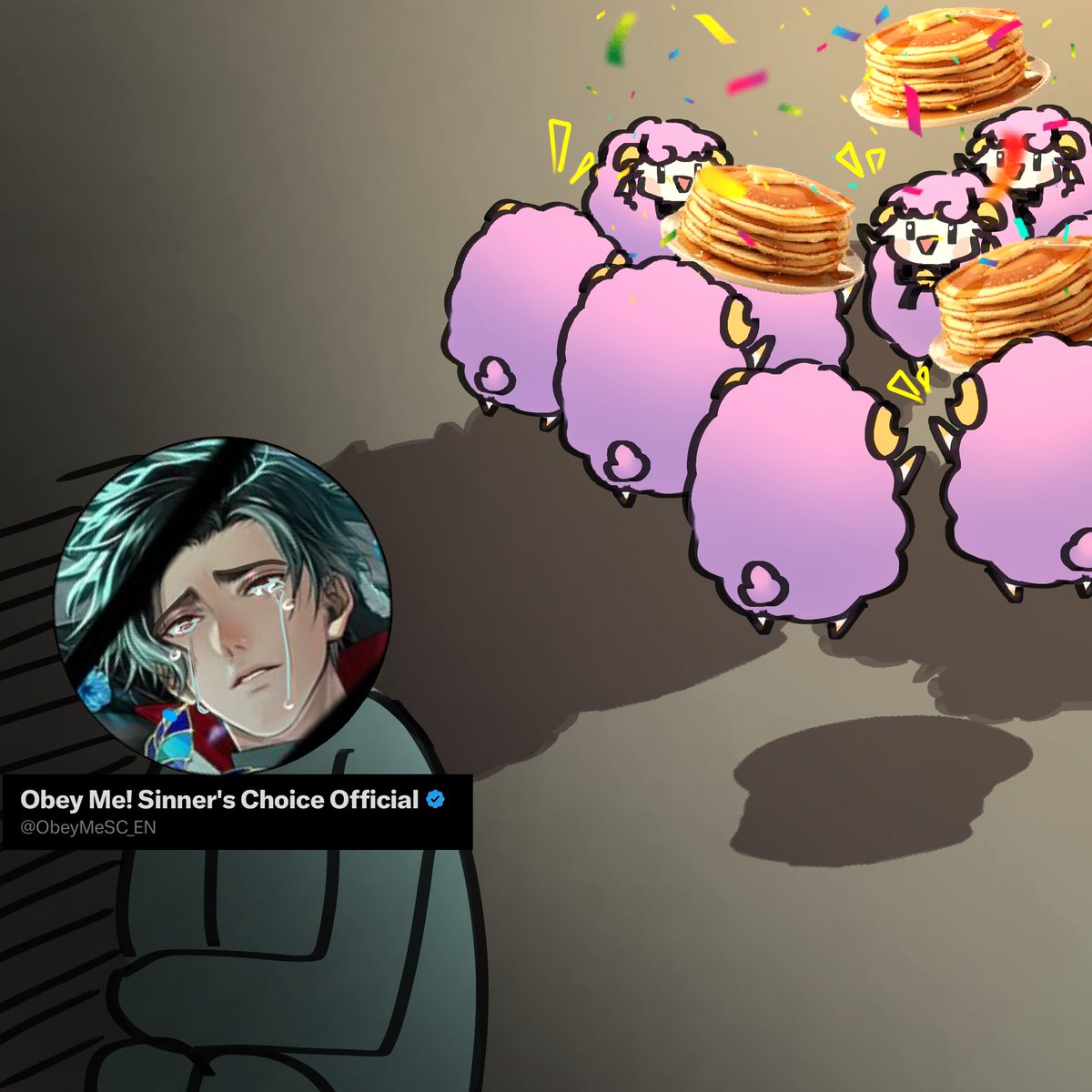 GlamrrChica's tweet photo. OM! SC Official: I see how it is… 
after everything I’ve done for them, they’re having an epic pancake party without me again?! ☹️
I guess I‘ll just sit here alone then… I’m used to it anyway……… https://t.co/E7SnNnz06p