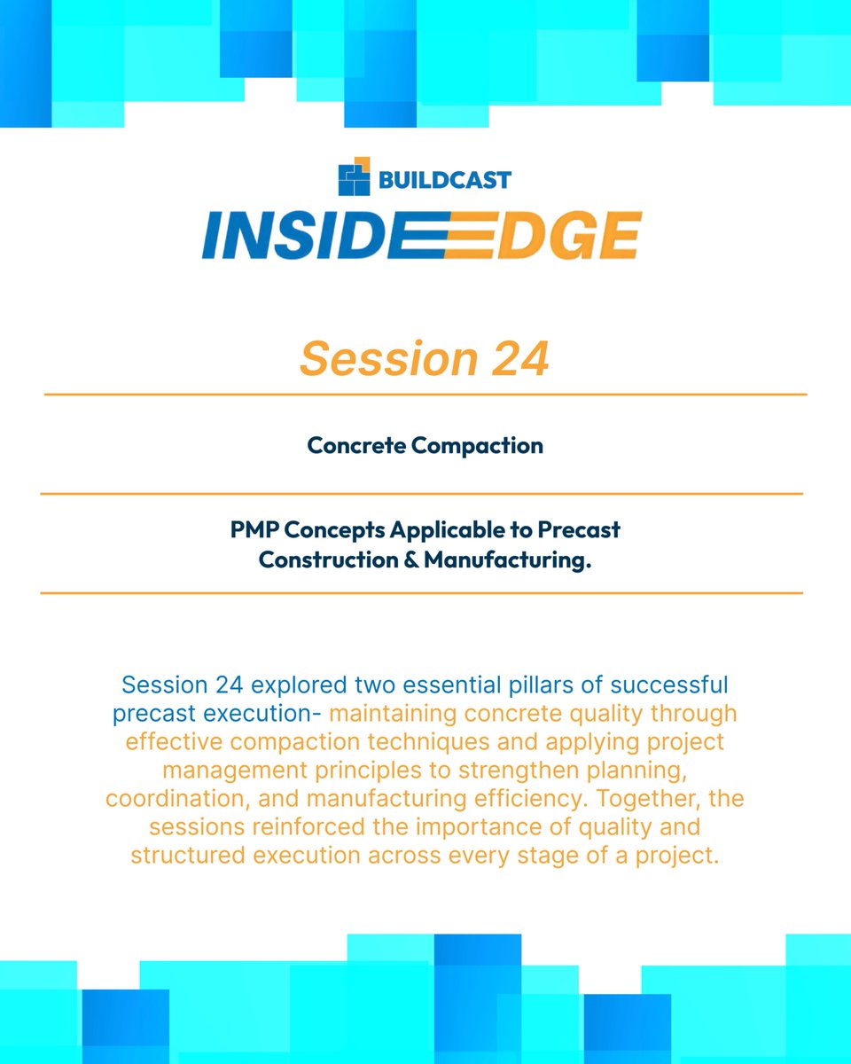 BuildcastLtd's tweet photo. Inside Edge | Session 24
Bikram Prasad explored process discipline in concrete compaction, while Vaka Vikranth shared how PMP concepts can strengthen precast manufacturing and project timelines.

#Buildcast #InsideEdge #PrecastEngineering https://t.co/Xka0608tqy