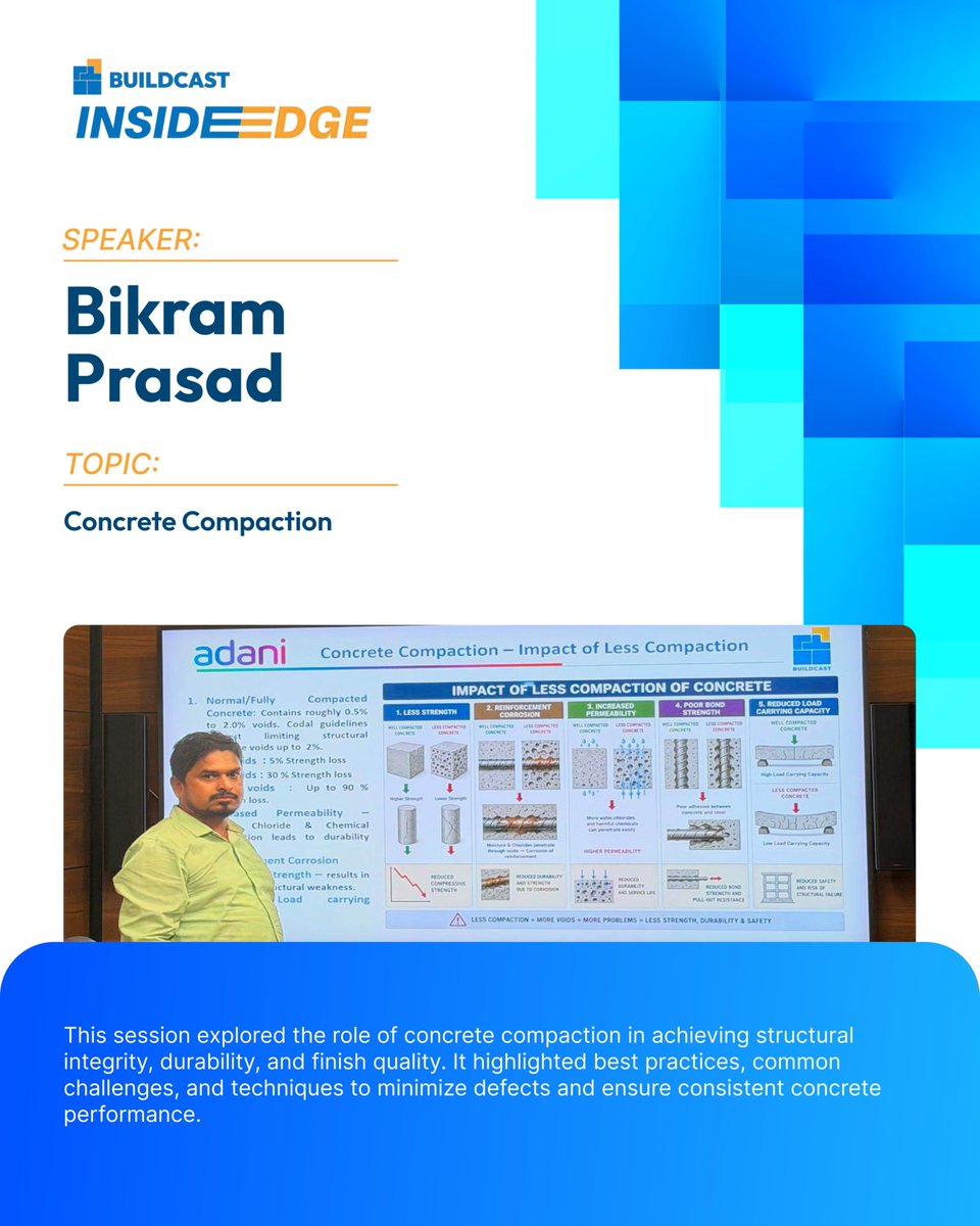 BuildcastLtd's tweet photo. Inside Edge | Session 24
Bikram Prasad explored process discipline in concrete compaction, while Vaka Vikranth shared how PMP concepts can strengthen precast manufacturing and project timelines.

#Buildcast #InsideEdge #PrecastEngineering https://t.co/Xka0608tqy