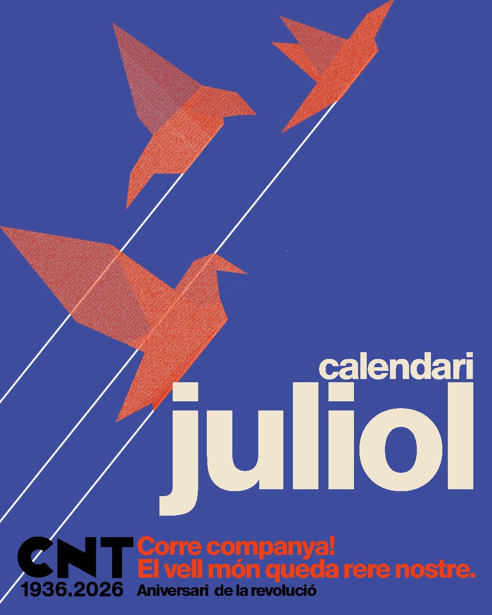 CNTCatalunya's tweet photo. Aquest any commemorem el 90è aniversari de la revolució social.

A la CNT no contemplem la memòria històrica com una peça de museu, sinó com una eina que ens permeti tornar a crear les condicions revolucionàries i, aquest cop sí, guanyar.

Vine a l'acte del 19 de juliol! https://t.co/Y5OpzcNXfe
