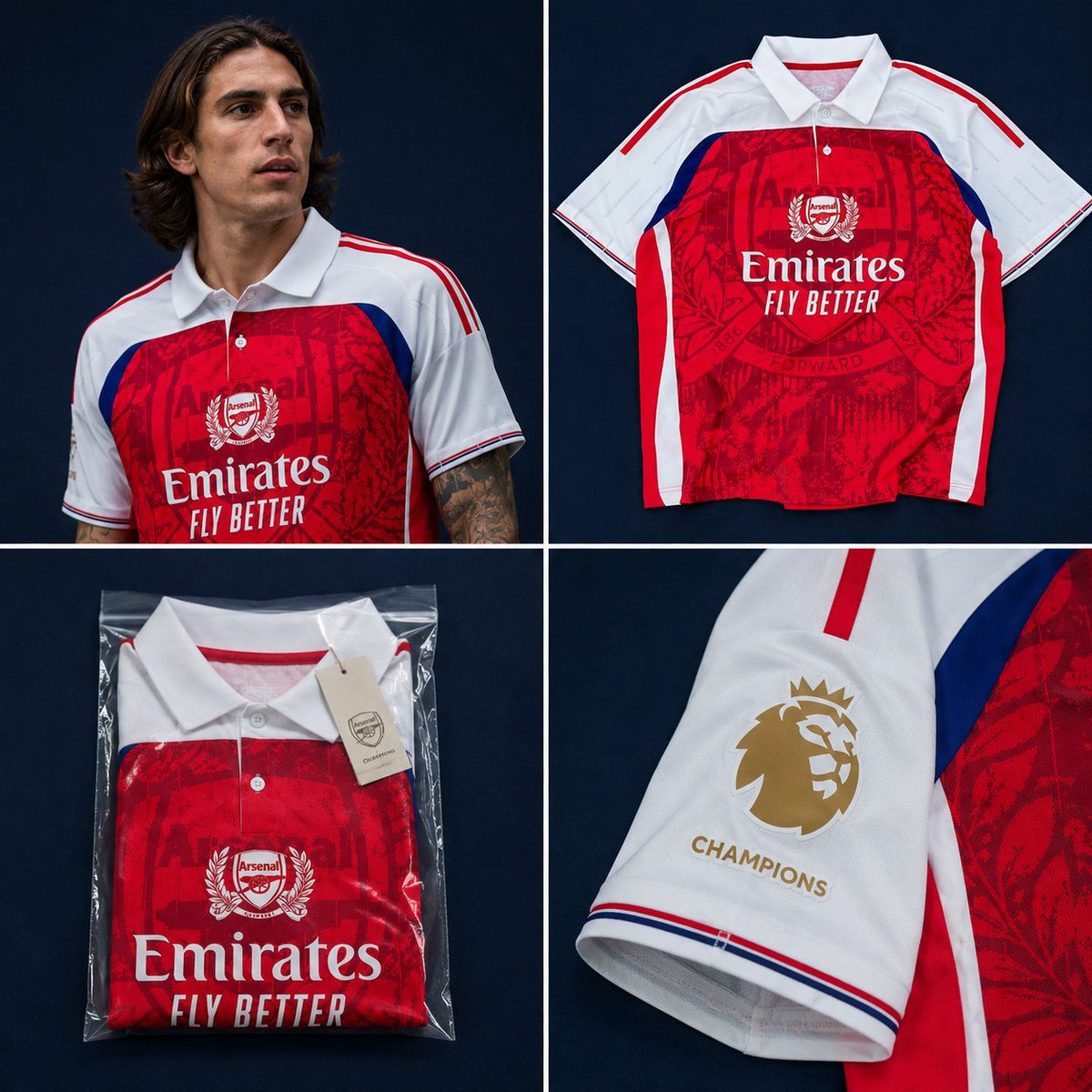 ArsenalNextGen's tweet photo. This Arsenal jersey is so authentic and stylish with the collar, with the champions badge. 🏆 https://t.co/F0e1Hzc7wR
