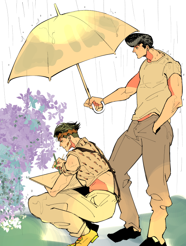 東方仗助 ,岸辺露伴 「風邪ひくっスよ?(仗露)」|湯🍺の