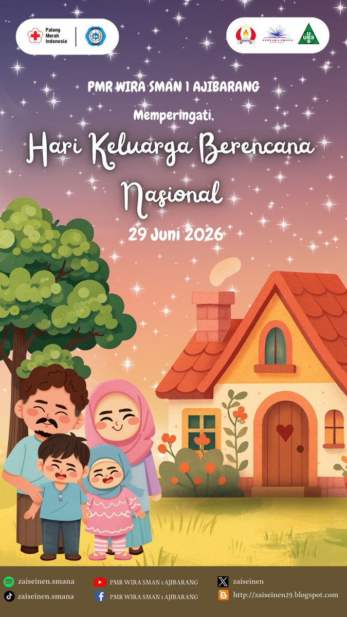 zaiseinen's tweet photo. [MEMPERINGATI HARI KELUARGA BERENCANA NASIONAL]
.
.
“Keluarga yang direncanakan dengan baik menjadi awal lahirnya generasi yang sehat, cerdas, dan berkualitas.”

Selamat Hari Keluarga Berencana Nasional!
.
.
#smanaajb
#zaiseinen.smana
#pustaka_smana
#ukssmana https://t.co/TUO5Iwdlag