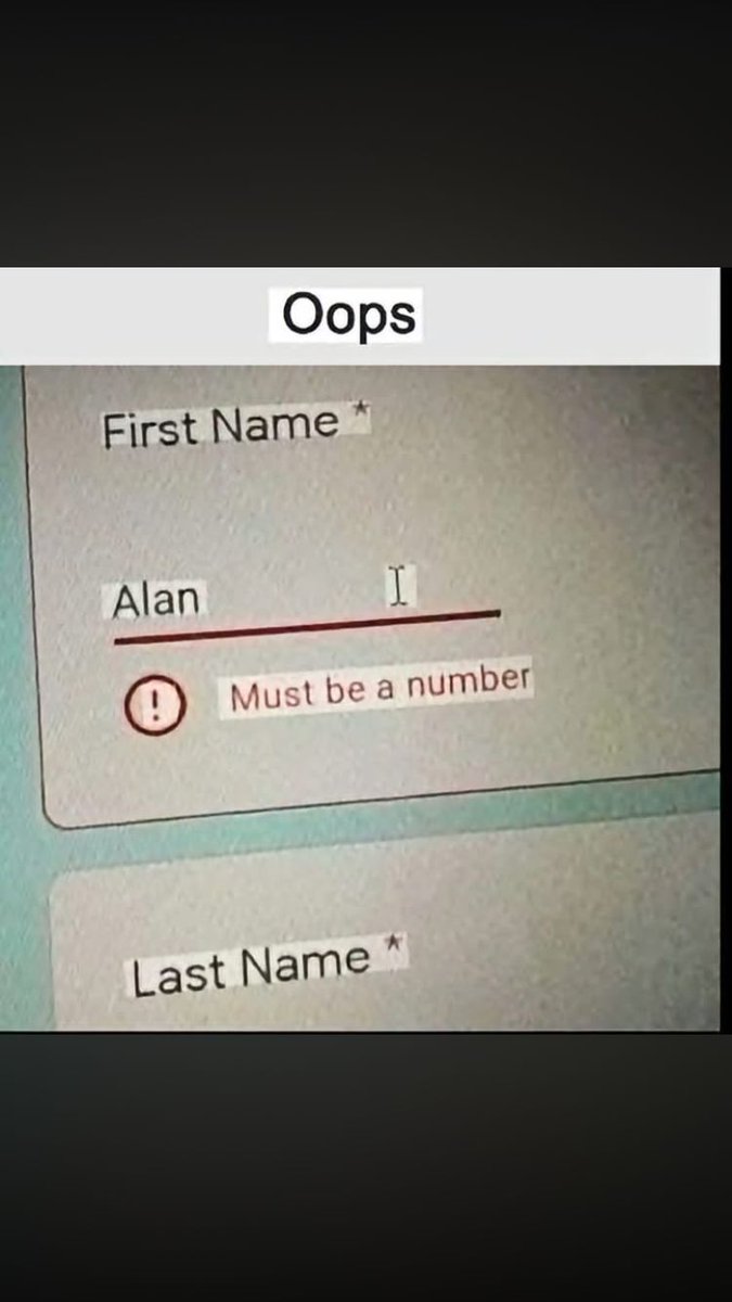 moses44044's tweet photo. π Frontend: "First Name"
Validation: "Must be a number." π€¦ββοΈ
We've all shipped (or found) bugs like this. Test your forms, validate the right fields, and never skip QA. π»
π https://t.co/acYBJI93Ey
π₯ https://t.co/qnPEkUx15Y
#WebDev #Programming #Java #Coding #CourseCode https://t.co/vZUSArHaFe