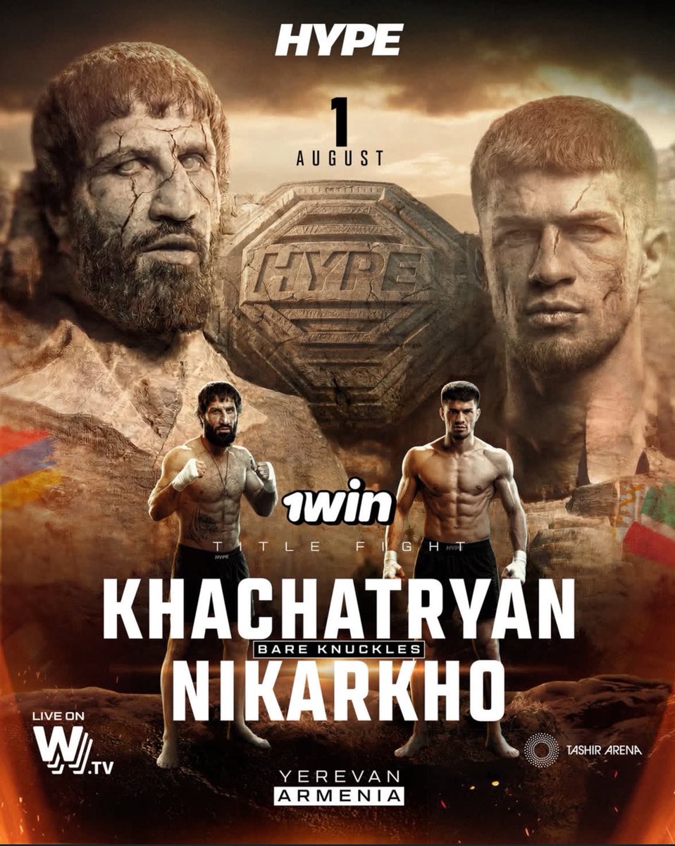 Hype_Fighting's tweet photo. TITLE FIGHT‼️🏆
David "Imperor" Khachatryan VS Ibragim "Nikarkho" Islamov.
Bare Knuckle - 5 Rounds. 🤛
LIVE ON https://t.co/xm3244PBNc 🎥🔴
Powered by @1winPro
#HypeFighting #HypeArmenia https://t.co/hYVDgIj9OC