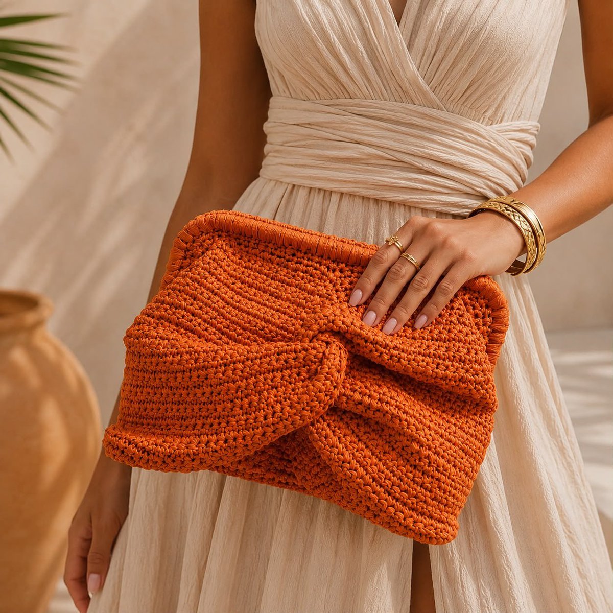 cantiquetr's tweet photo. Burnt orange knot. Sunlit shadows. One clutch, endless summer looks. Handwoven raffia, made to stand out. 🧡

#RaffiaBag #BohoStyle #SummerAccessories #Handwoven https://t.co/MCTZ9XtOs4
