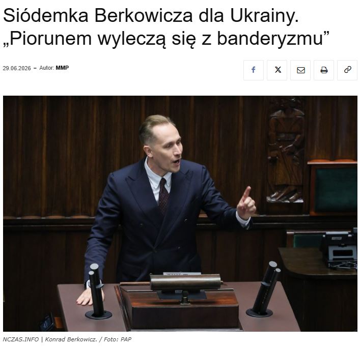 NCZAS1's tweet photo. Poseł @KonradBerkowicz poszedł na OSTRO ❗ 😮

🇺🇦 Polityk Konfederacji przedstawił siedem punktów polityki wobec Ukrainy:

1⃣ wstrzymać sprzęt;
2⃣ zakręcić kurek z kasą;
3⃣ zamknąć lotnisko w Jasnionce;
4⃣ blokować każdą pożyczkę i dotację dla Ukrainy;
5⃣ zabrać im przywileje w Polsce;
6⃣ zamknąć dla nich granicę na wschodzie;
7⃣ blokować im próby wejścia do UE.

"Zapewniam, że piorunem wyleczą się z banderyzmu" - napisał Berkowicz. Zgadzacie się z tą listą? 🧐

https://t.co/l9YrD4AXt0