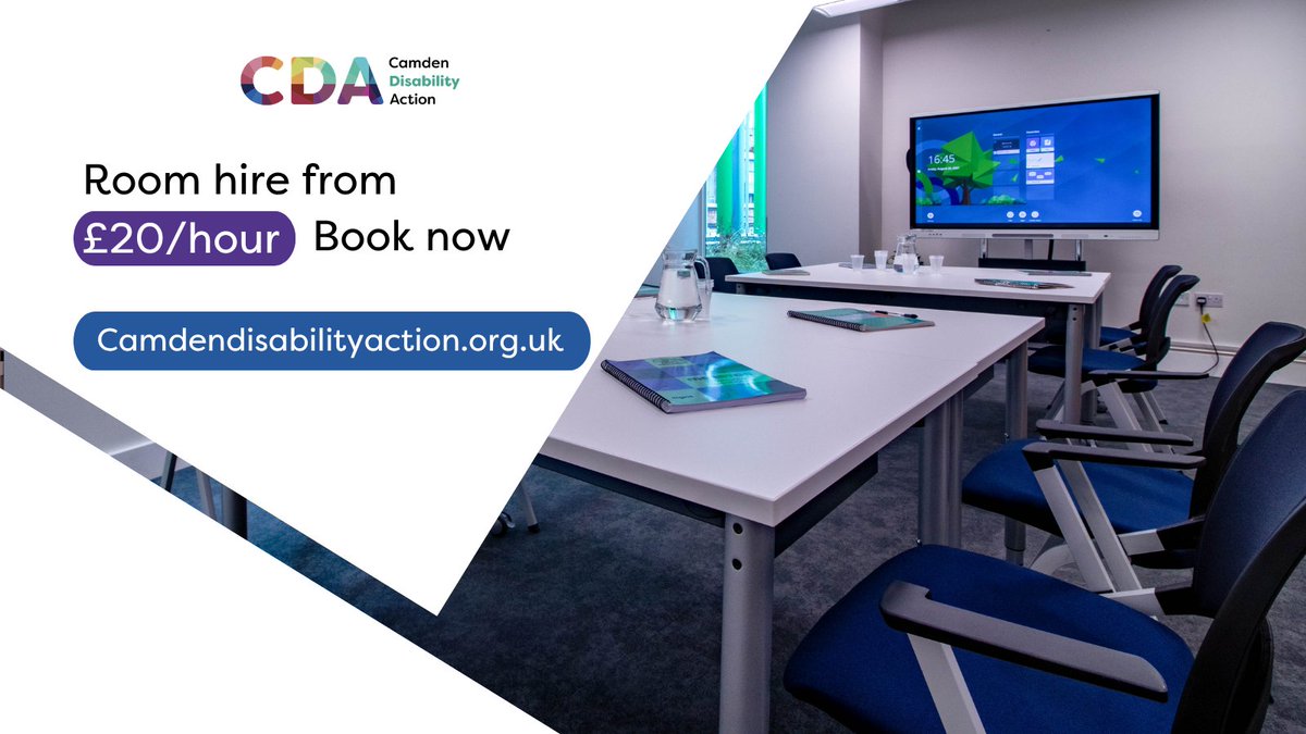 camdenDisAction's tweet photo. Keep your team comfortable.
Our air-conditioned rooms offer a reliable, cool space for your next meeting or event. Great tech, including a large interactive screen, is included.
Room hire from £20ph 👉https://t.co/e6hr0NWjln
#RoomHire #Meetings #Events #Camden #Workshops https://t.co/fyKJ6YvRQd