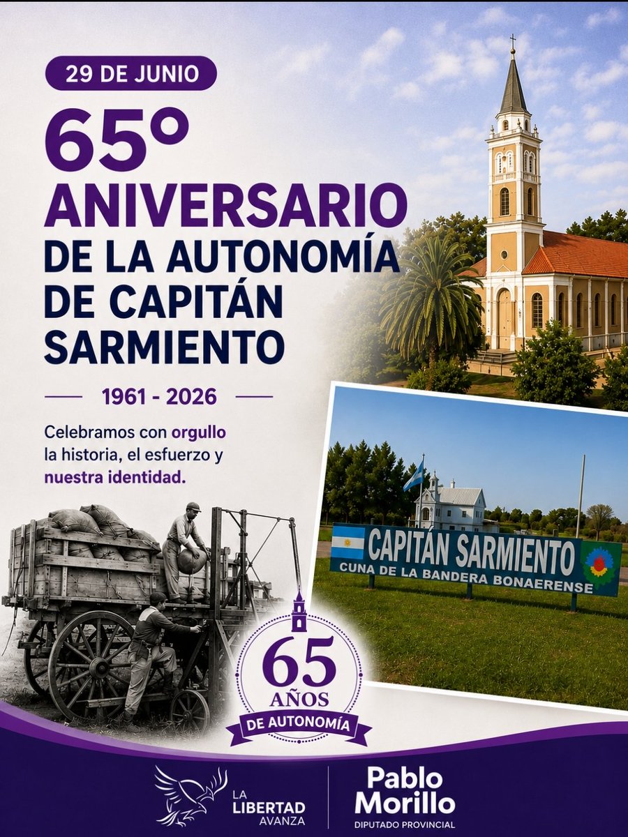 pabloemorillo's tweet photo. 65° Aniversario de la Autonomía de Capitán Sarmiento 🇦🇷

Hoy celebramos 65 años de la autonomía de Capitán Sarmiento, un hecho que consolidó la identidad de nuestra ciudad y marcó el comienzo de una nueva etapa de crecimiento y desarrollo.

En este marco, presenté un Proyecto de Declaración para que la Honorable Cámara de Diputados de la Provincia de Buenos Aires declarara de Interés Legislativo esta conmemoración, iniciativa que fue aprobada por el Cuerpo, reafirmando el valor histórico, institucional y cultural de nuestra ciudad.

Este reconocimiento pone en valor nuestra historia, el esfuerzo de generaciones de vecinos y un compromiso que continúa creciendo sin perder de vista sus raíces.

¡Felices 65 años!