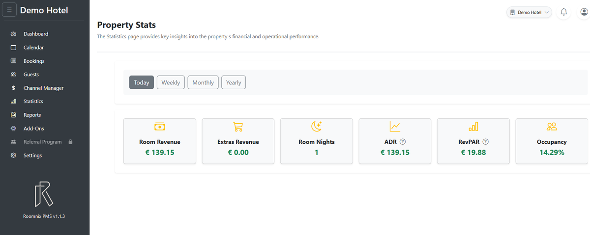 roomnix's tweet photo. Managing your property should be simple, intuitive, and smart.  With Roomnix, your entire hotel operation lives in a single, peaceful dashboard.  
* 100% cloud-based: access from anywhere.
* No complex installations: start immediately.
* Built to scale, no matter your size. https://t.co/6VwTyRyj9B