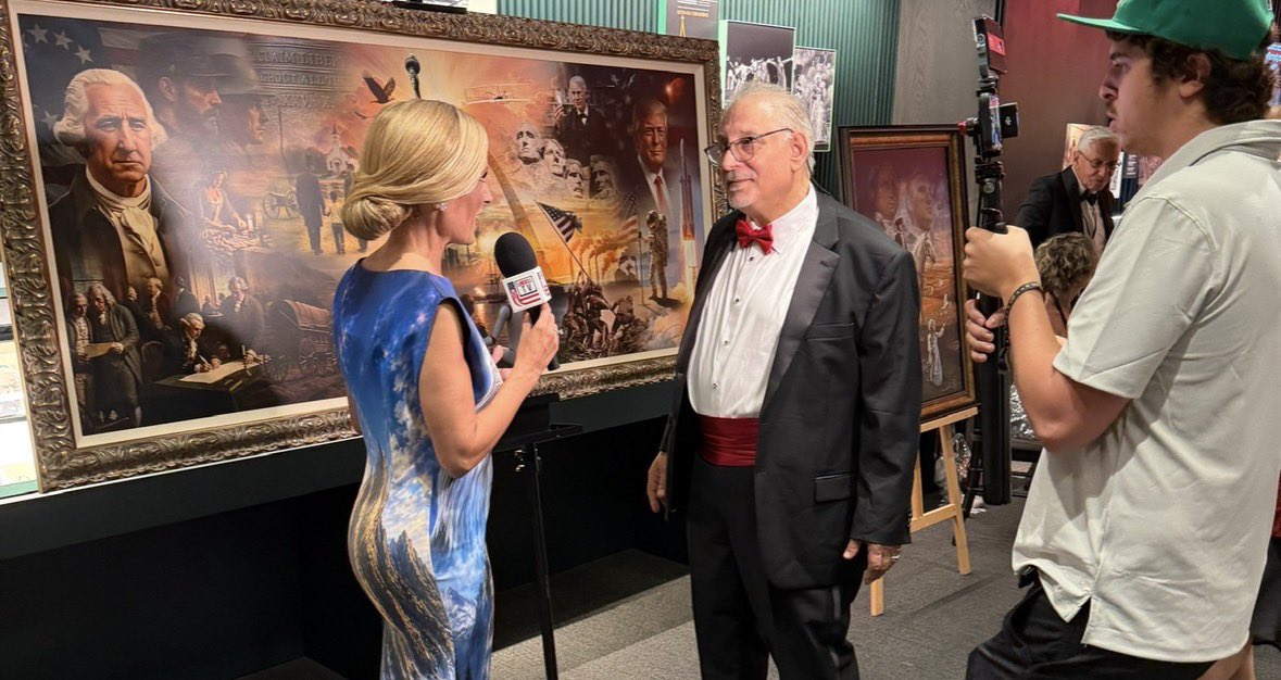VanessaBNews's tweet photo. Thank you, President Trump, for recognizing Ray Simon’s artwork! 

America250 paintings can be found at https://t.co/jyD7gdApBs 
Use promo code VANESSA for savings 

🇺🇸 https://t.co/4IxgKVqwJ5