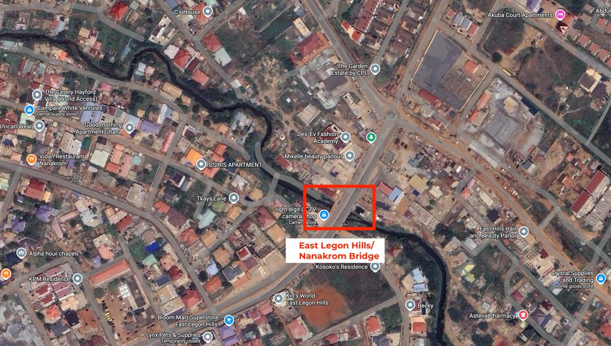 themrvan's tweet photo. There's a reason there are no Lakeside videos today. It actually hasn't flooded. I've observed that when the rainy season starts, the initial chaos occurs around the Lakeside University bridge and then the East Legon Hills/Nanakrom bridge. After some more rains, all the litter, debris and silt eventually moves downstream towards the lake behind University Farms, then behind Borteyman, moves under the Tema Motorway and then into the Sakumono Ramsar site. After this, the water just flows unobstructed through the waterways and Lakeside doesn't flood anymore