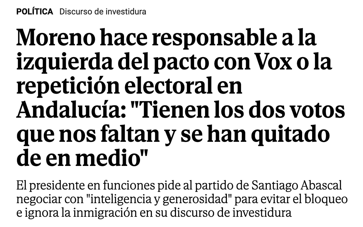 hermanntertsch's tweet photo. Da la impresión de que Juanma Moreno Bonilla no tiene estatura para estos tiempos. Porque no se entera de nada. 

No se entera de la situación en que está España y pide apoyos para gobernar a los partidos del gobierno criminal de Pedro Sánchez.

Y no se entera de la situación en la que está él como saboteador de los pactos de gobiernos del PP con VOX que están funcionando en otras regiones. 

Su falta de nivel preocupa y apena.