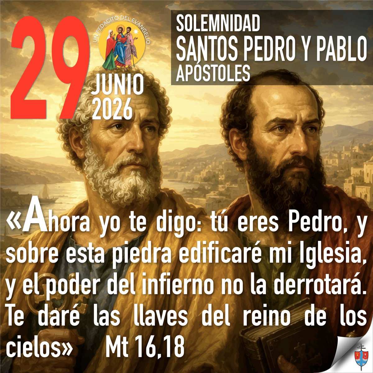 padrebernales's tweet photo. 🟡 Un pedacito de Evangelio•Solemnidad de los Santos Apóstoles Pedro y Pablo

#Evangeliodeldía #TiempoOrdinario #TuPalabraDaVida https://t.co/lChlSfGoTh