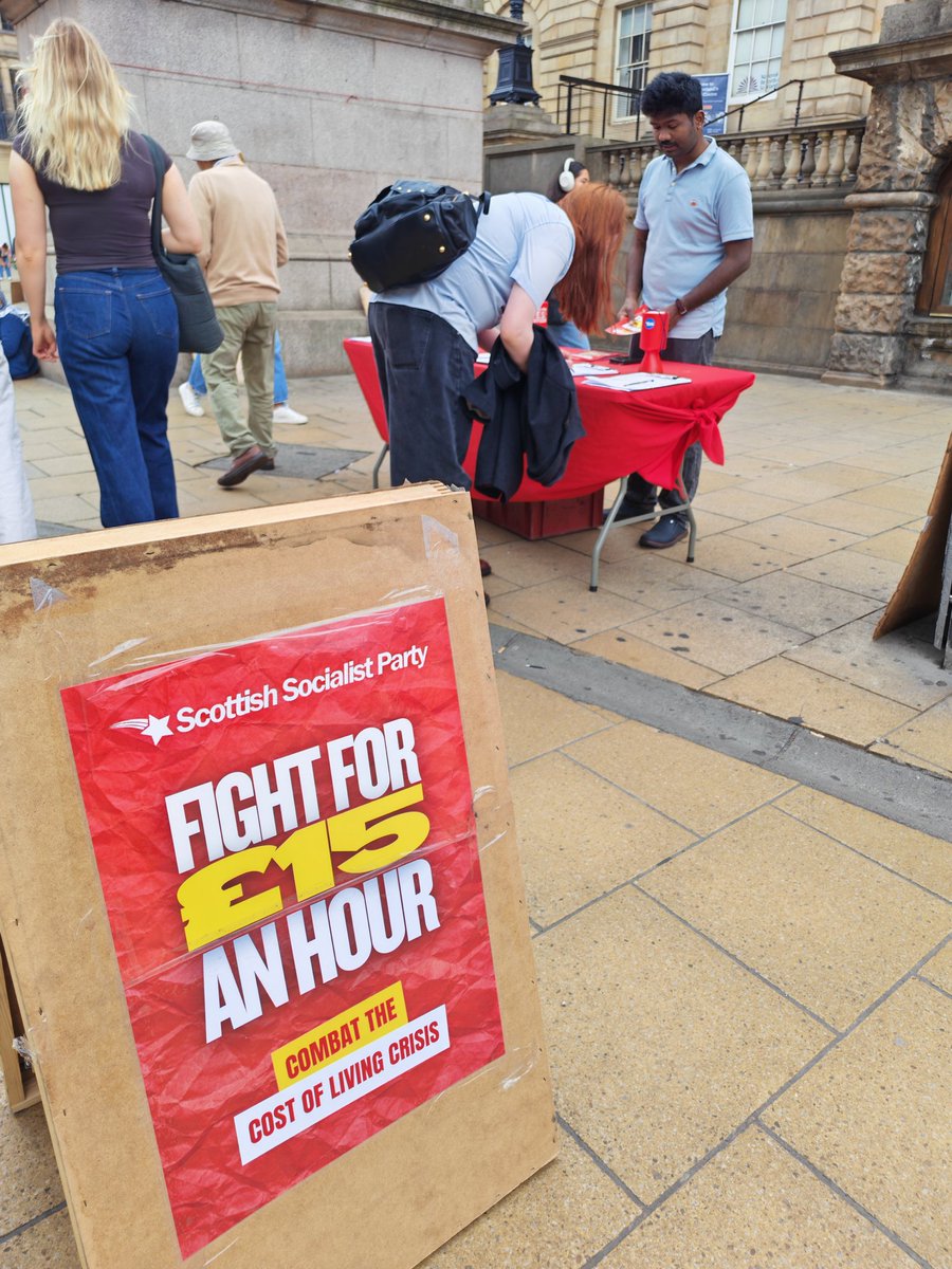 HughCullenSSP's tweet photo. The Scottish Socialist Party are still out every week winning support for anti-poverty policies that redistribute wealth.

Lots agree that we must fight for higher wages, cheaper bills, increased housing stock, free public transport and a fairer alternative to the Council Tax. https://t.co/W7U62iwW13